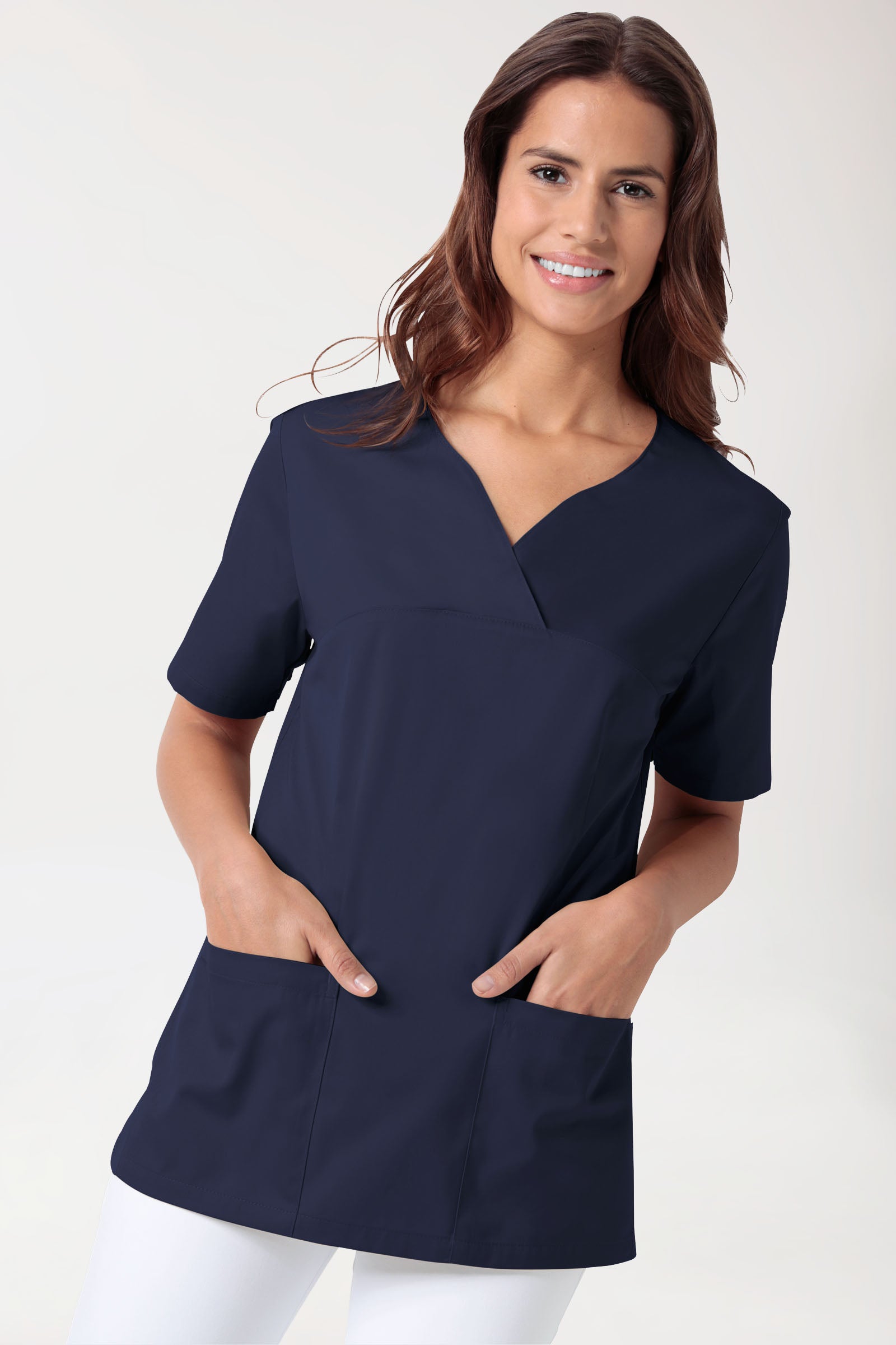 CORE Schlupfkasack Damen - Herzausschnitt navy, Vorderansicht