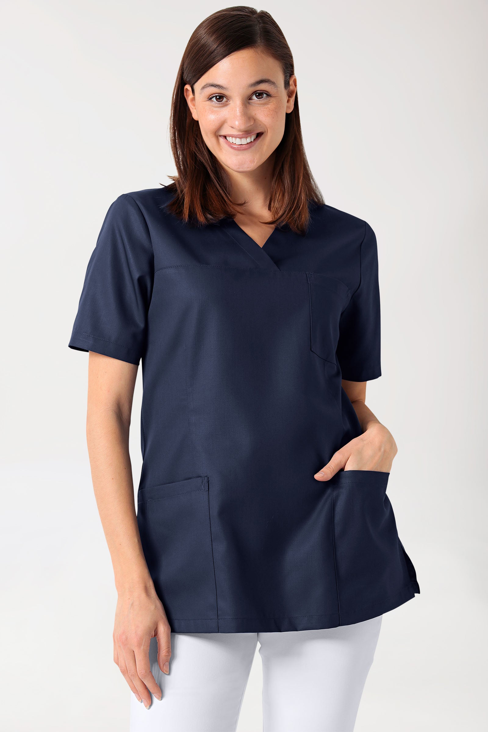 GREEN Schlupfkasack Damen - V-Ausschnitt navy, Vorderansicht