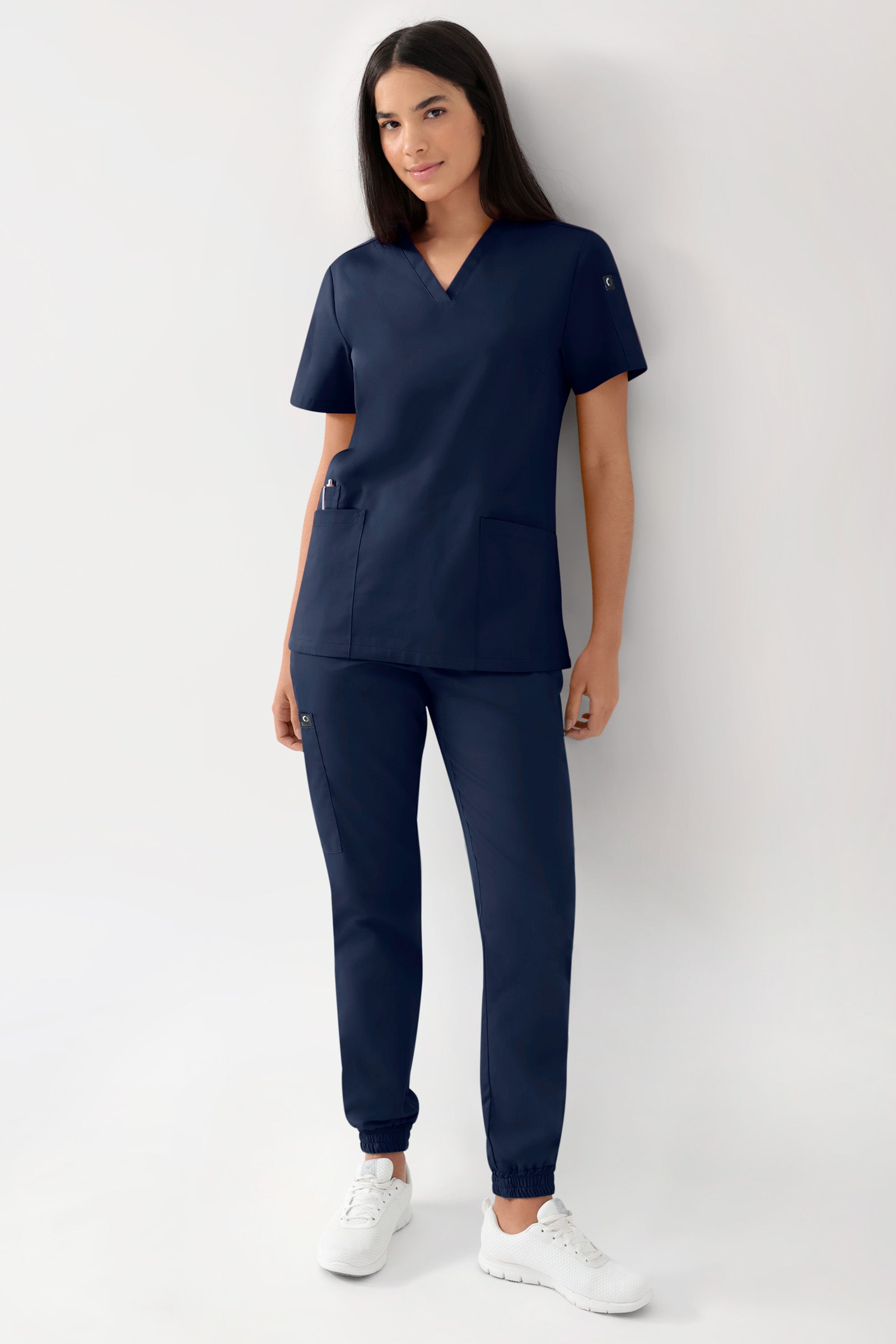 GREEN Stretch Schlupfkasack Damen - V-Ausschnitt navy