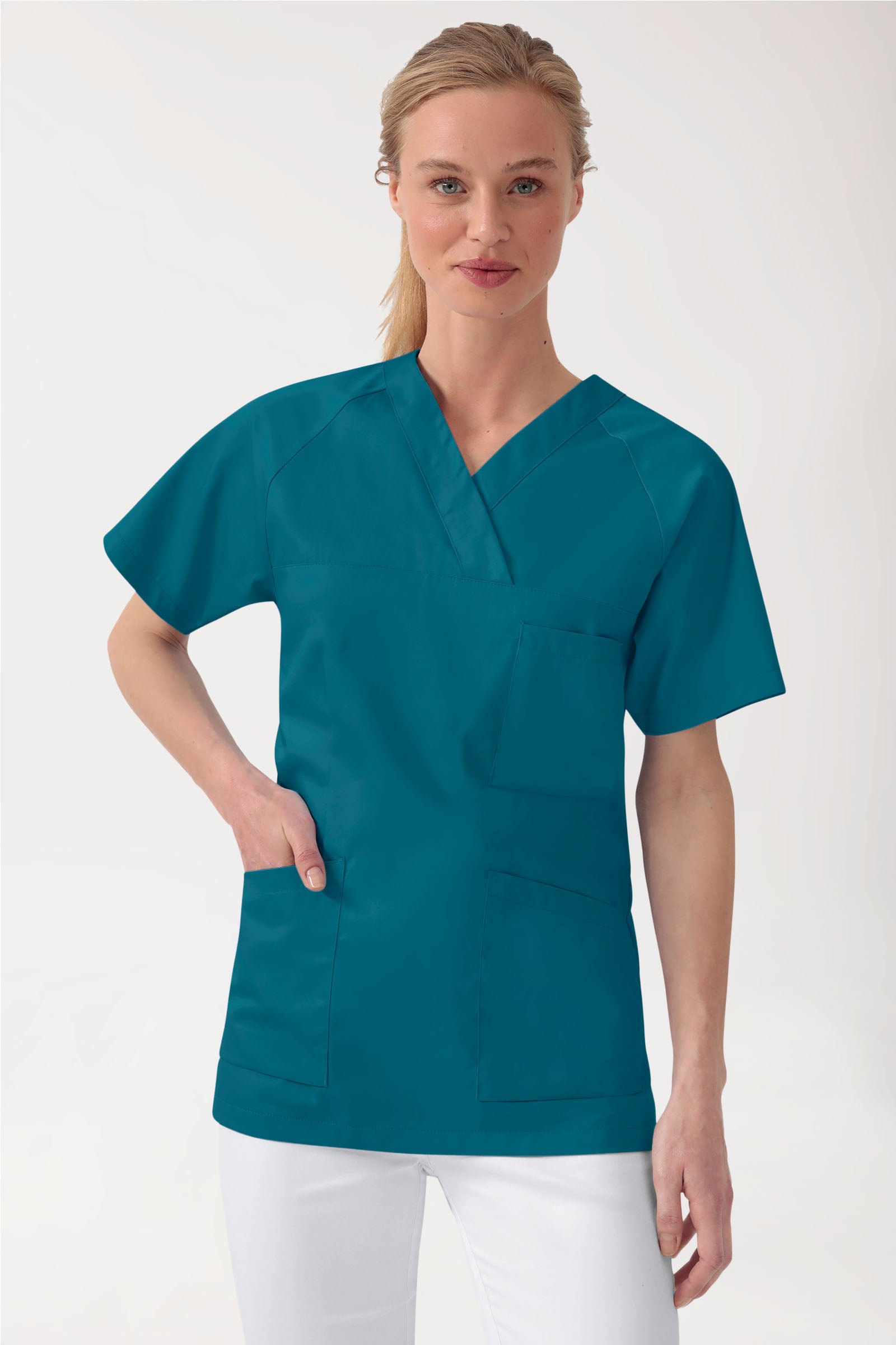 DER Kasack-Kasack Damen - V-Ausschnitt petrol