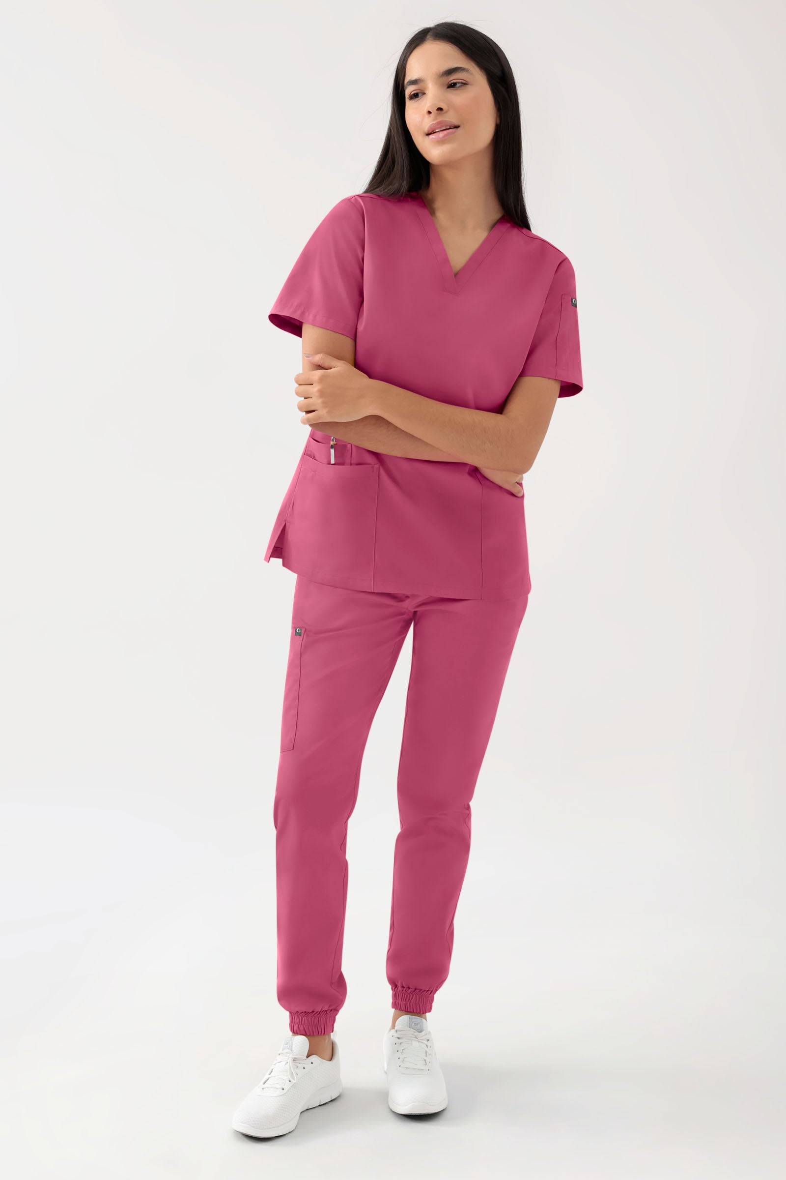 GREEN Stretch Schlupfkasack Damen - V-Ausschnitt rosenholz