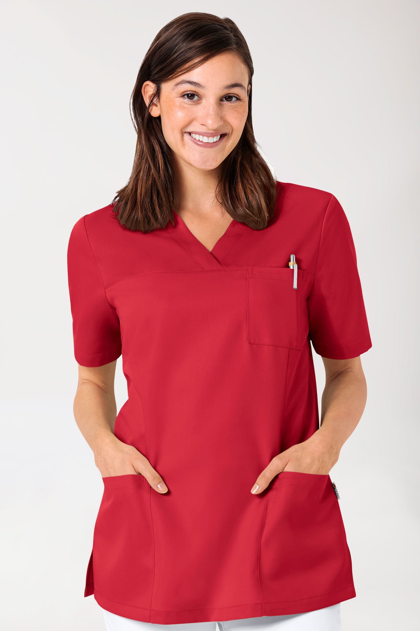 GREEN Schlupfkasack Damen - V-Ausschnitt rot