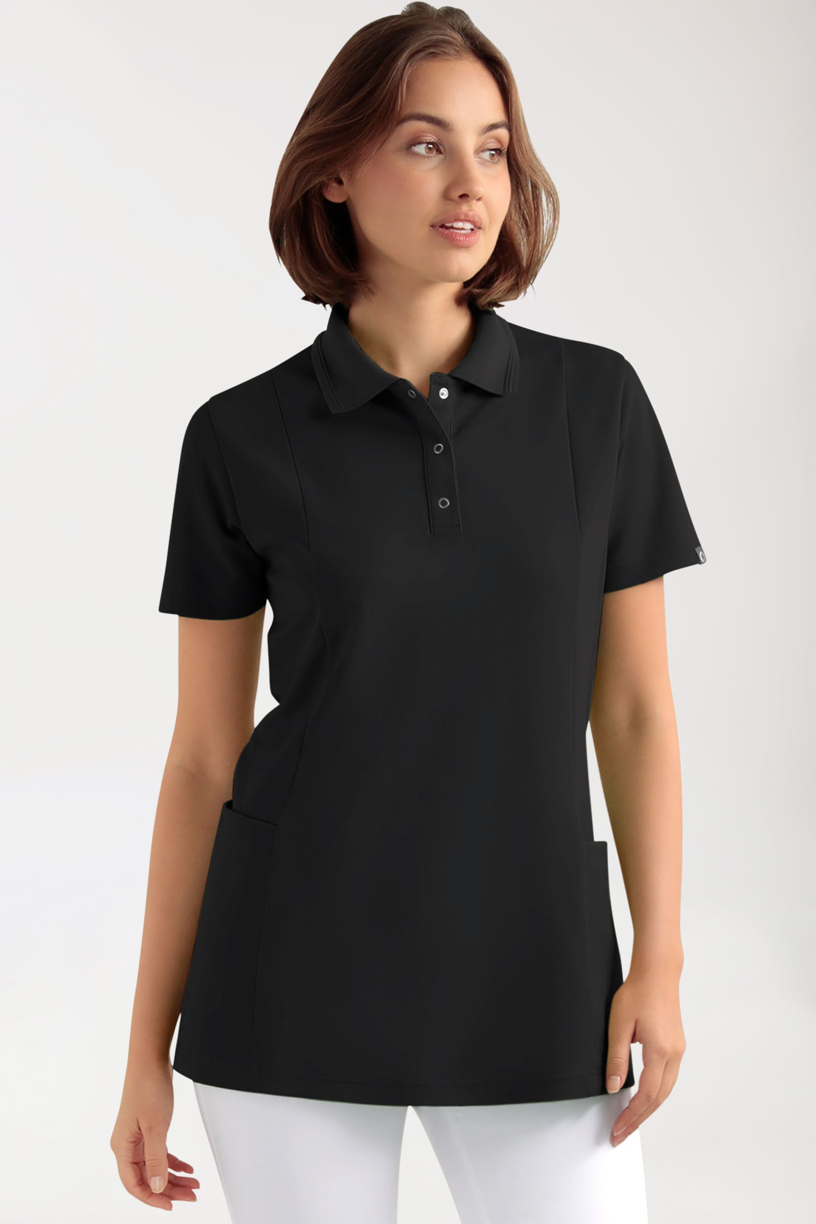 COMFY FLEX Stretch Schlupfkasack Damen - Polokragen schwarz