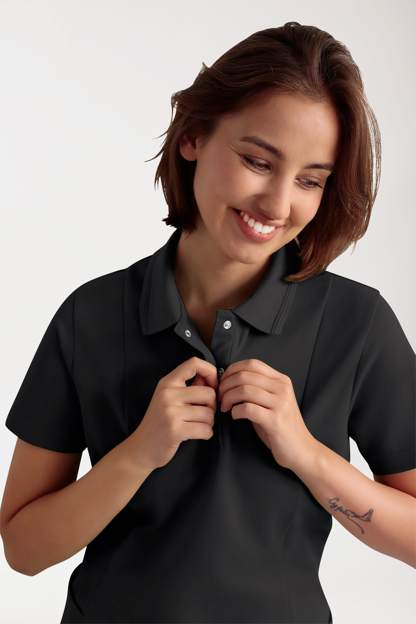 COMFY FLEX Stretch Schlupfkasack Damen - Polokragen schwarz, Vue de face