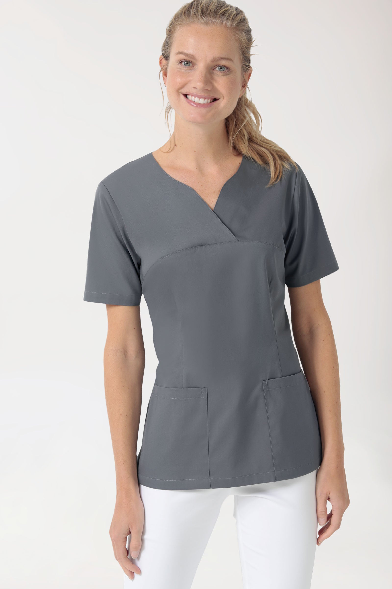 CORE Schlupfkasack Damen - Herzausschnitt steingrau