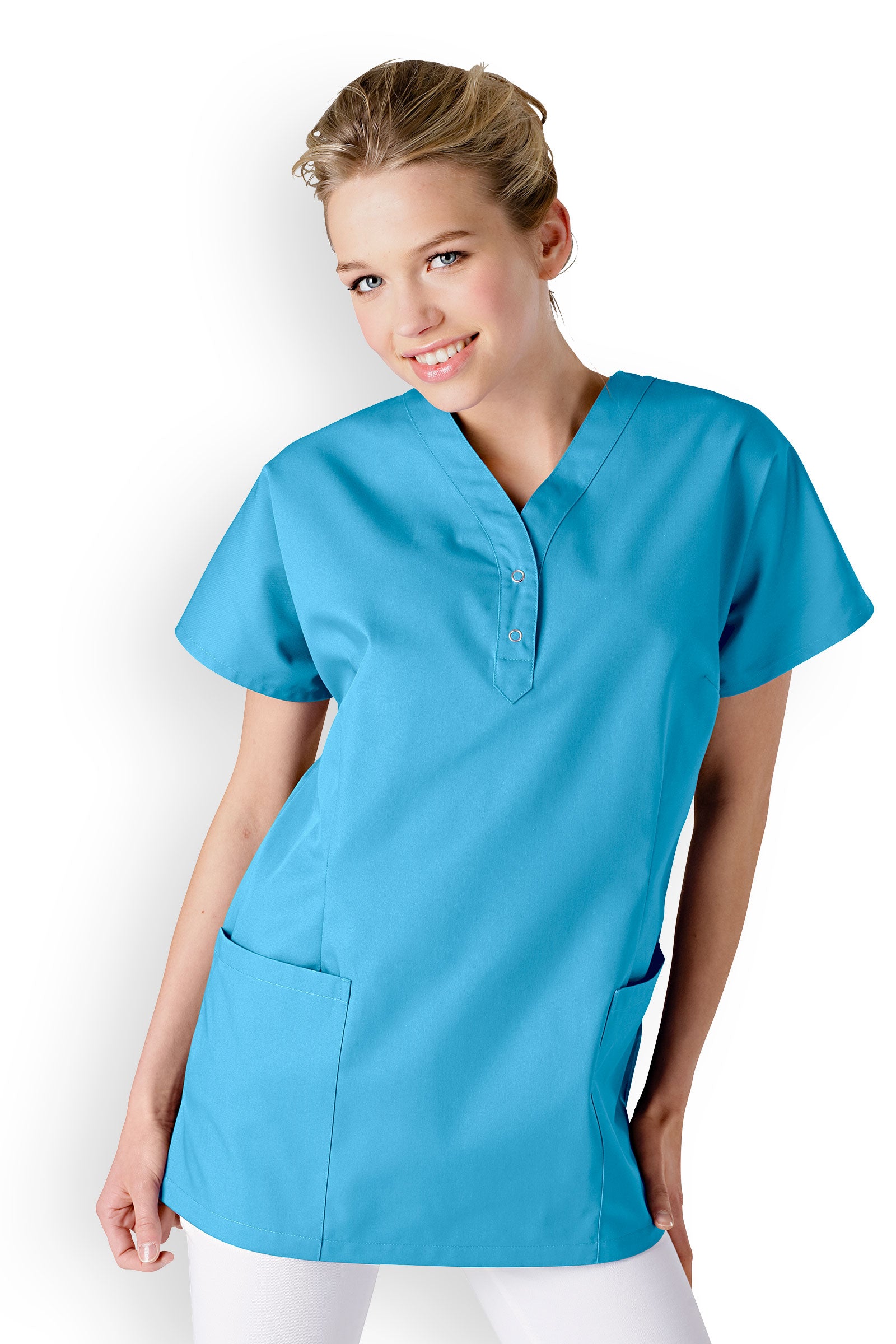 Schlupfkasack Damen Türkis V-Ausschnitt