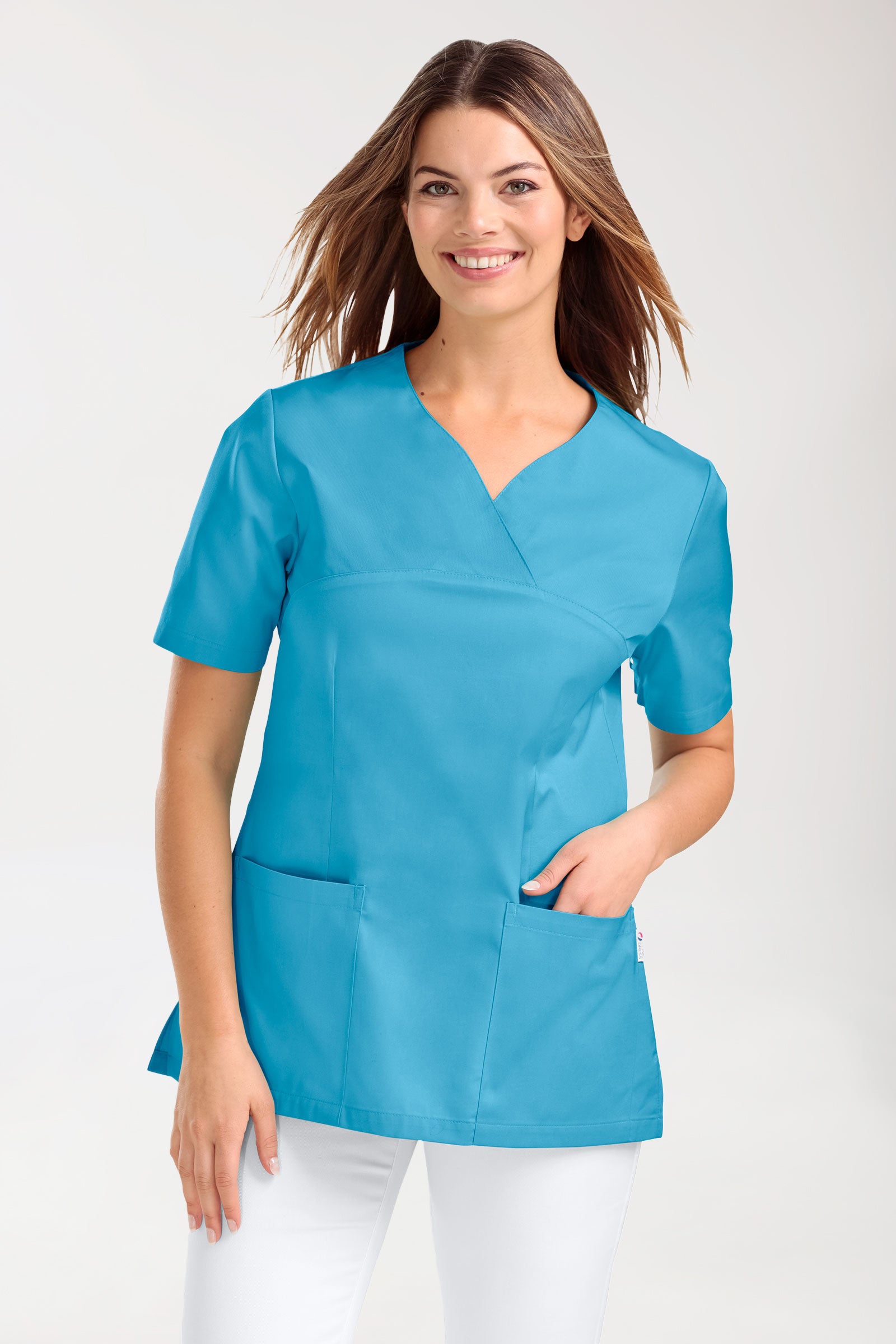 CORE Schlupfkasack Damen - Herzausschnitt türkis, Vorderansicht