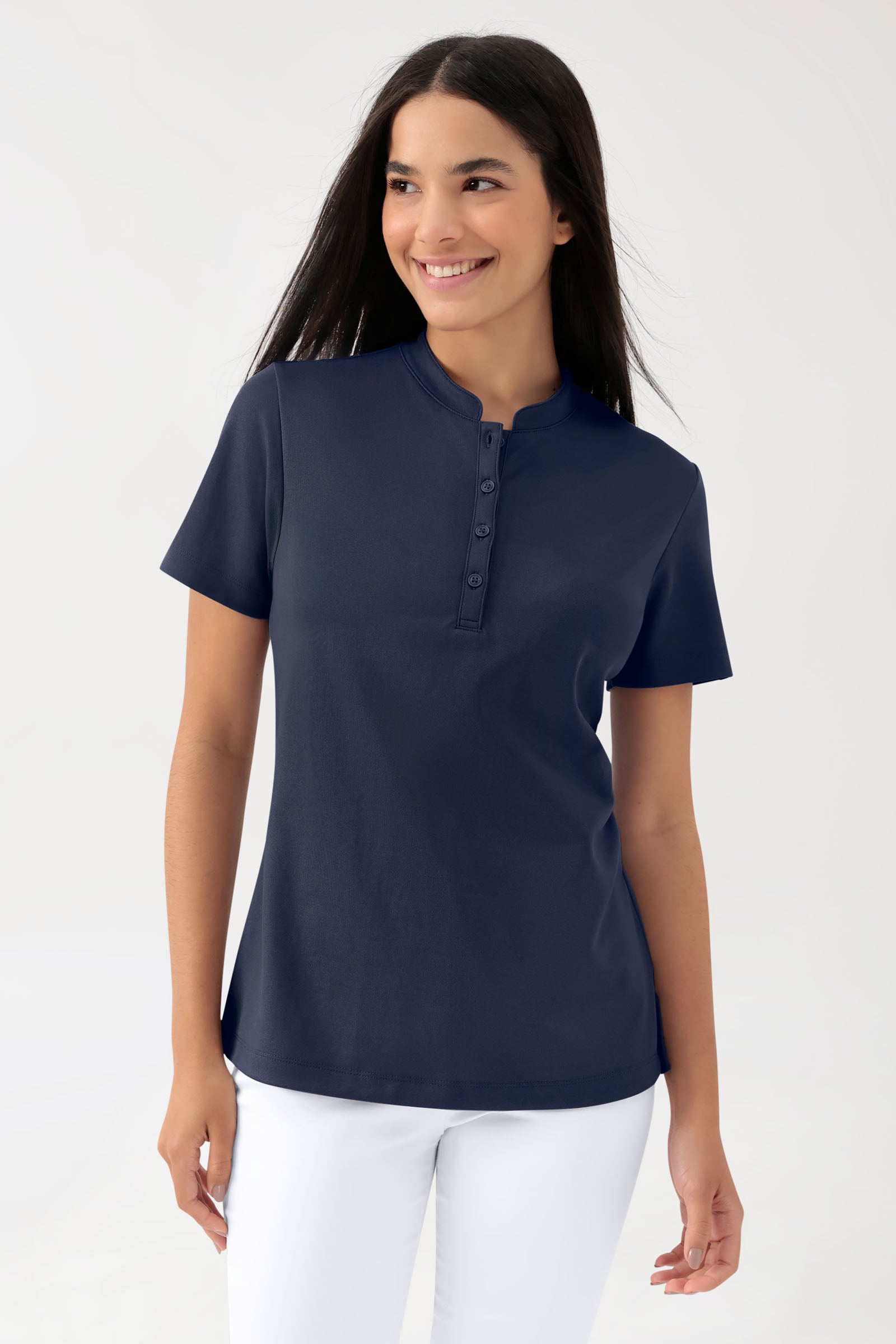 COMFY FLEX Stretch Shirt Damen - Stehkragen navy