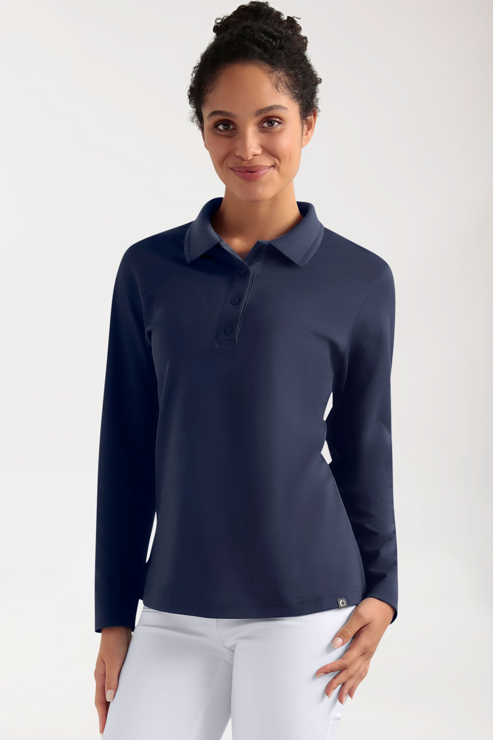 COMFY FLEX Stretch Longsleeve Damen - Polokragen navy