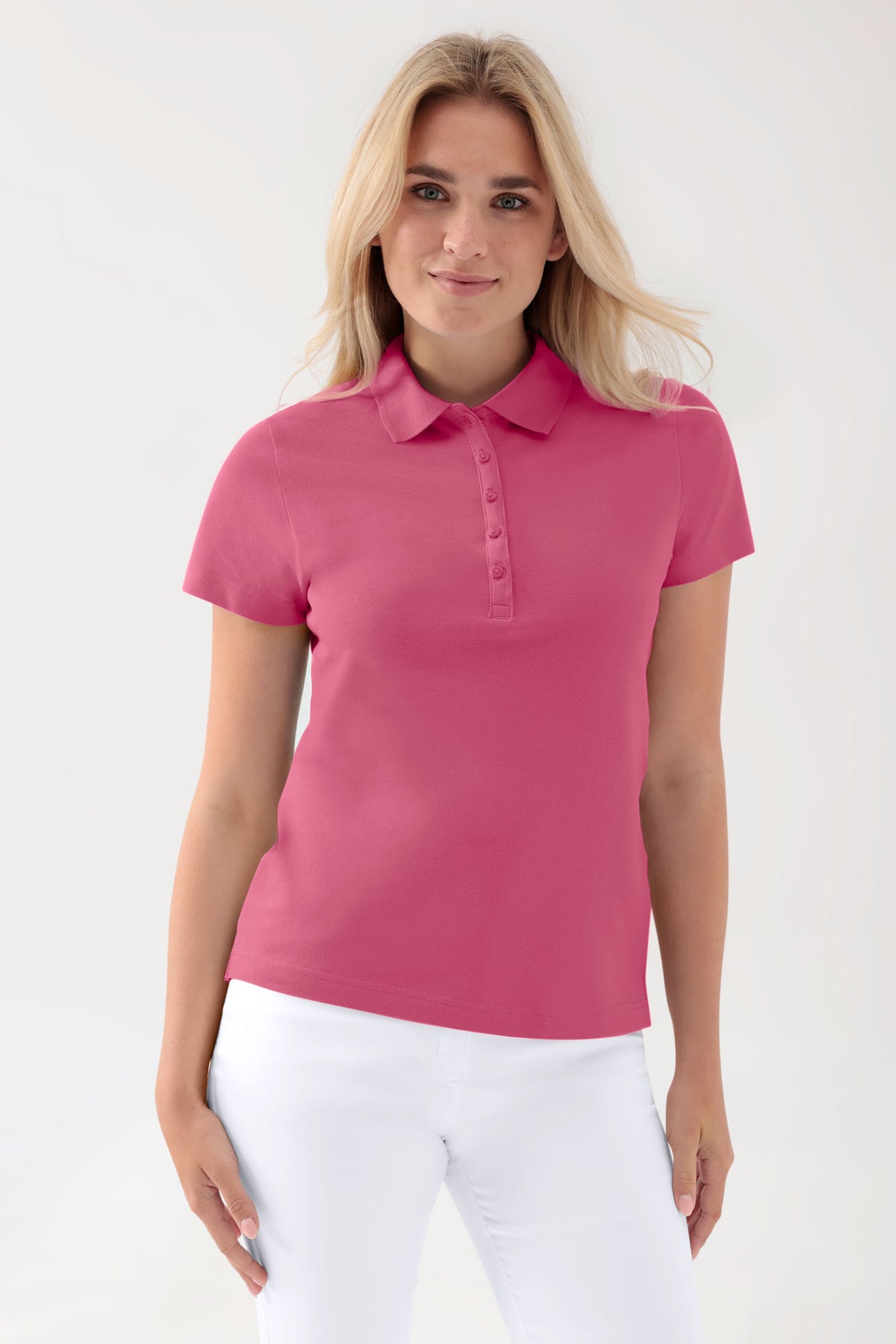 Stretch Shirt Damen - Polokragen rosenholz