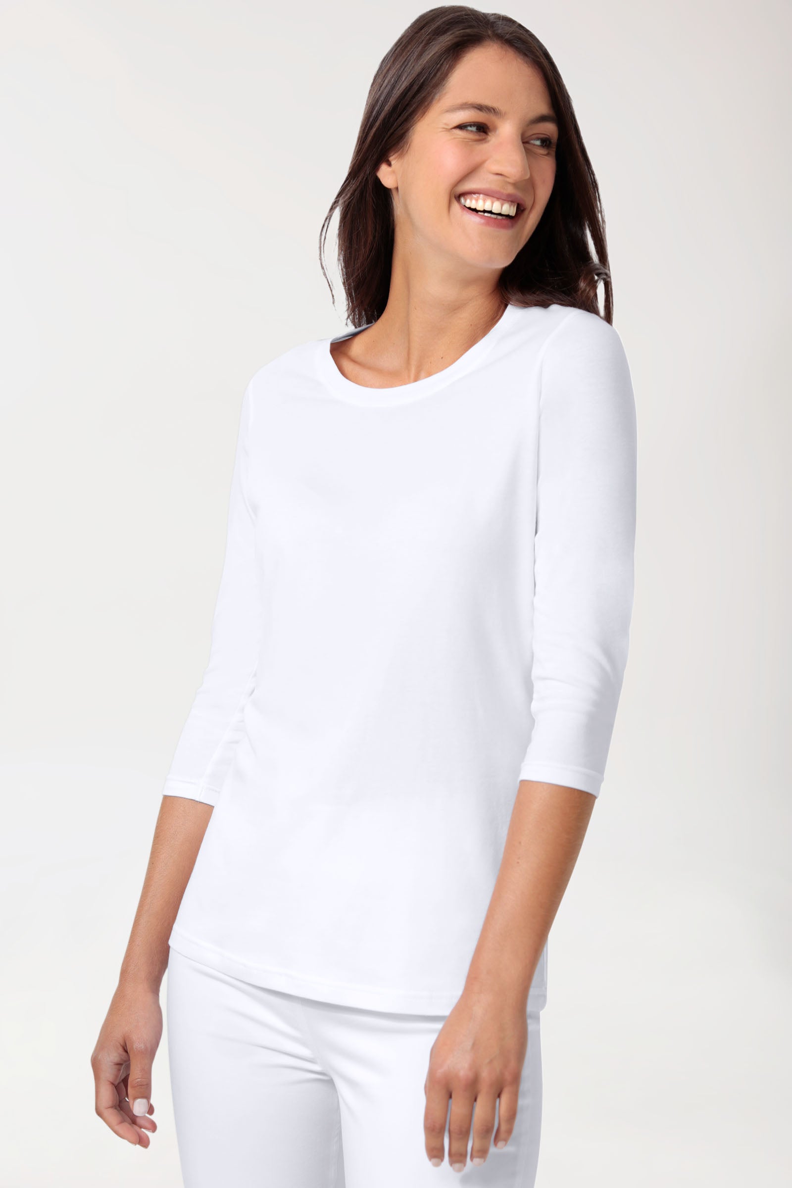 CORE Shirt Damen - 3/4 Arm weiss, Vorderansicht