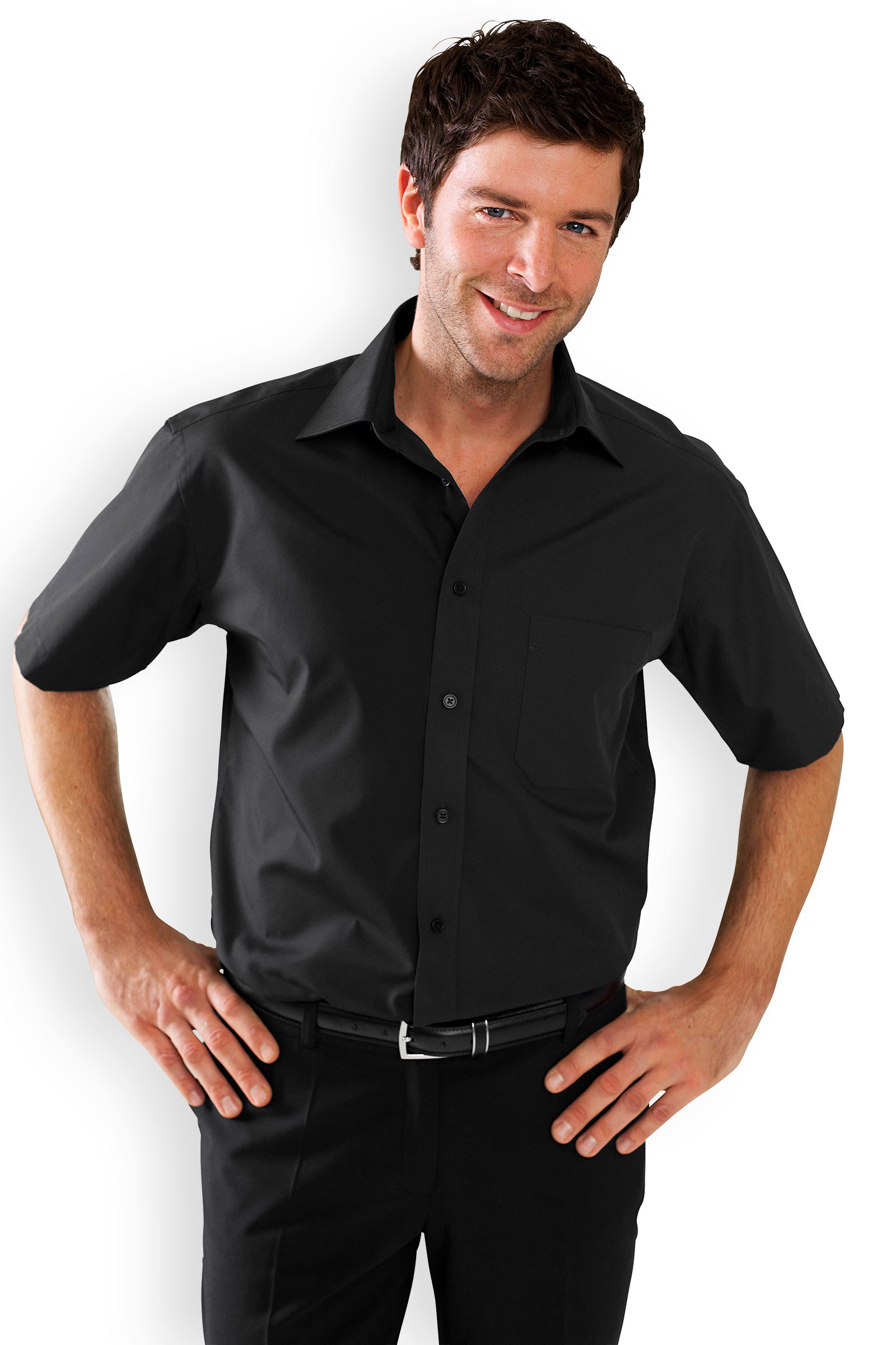 Herrenhemd Schwarz Halbarm, Vue de face