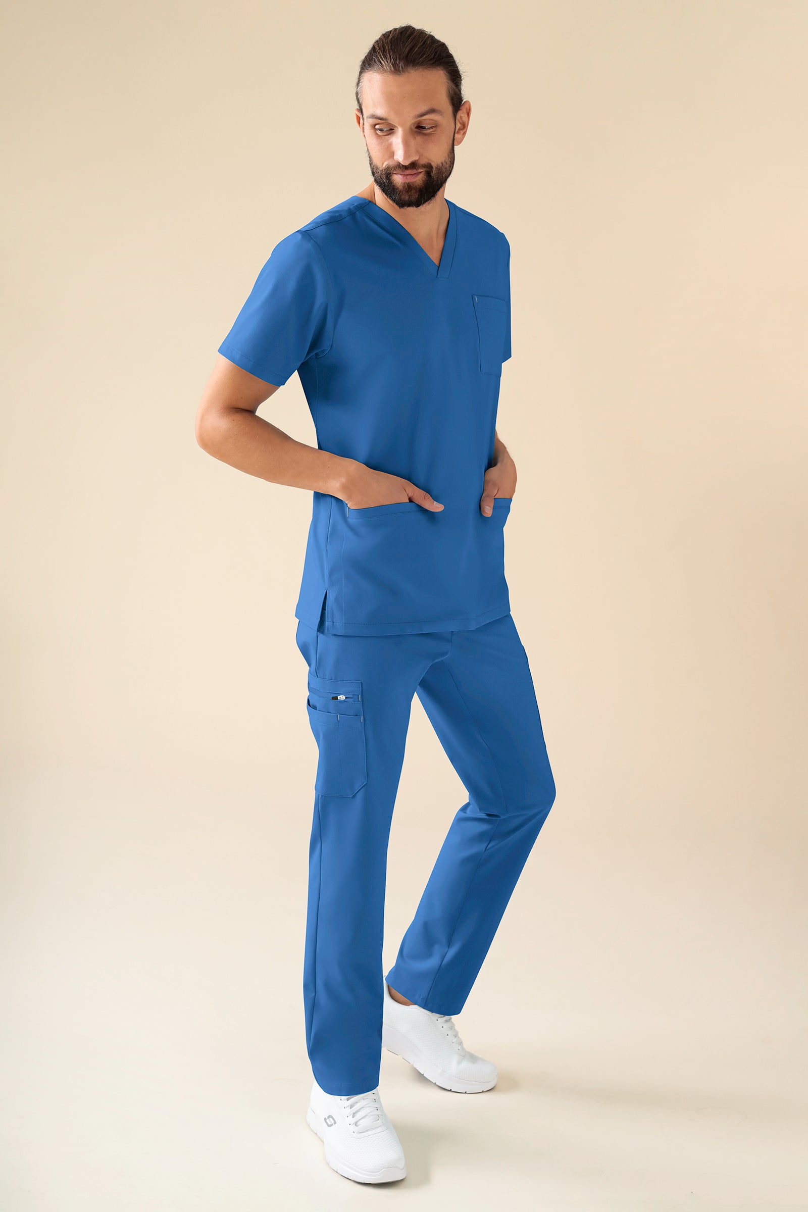 KAERE Hose Herren - gerader Saum mit Beintaschen blau