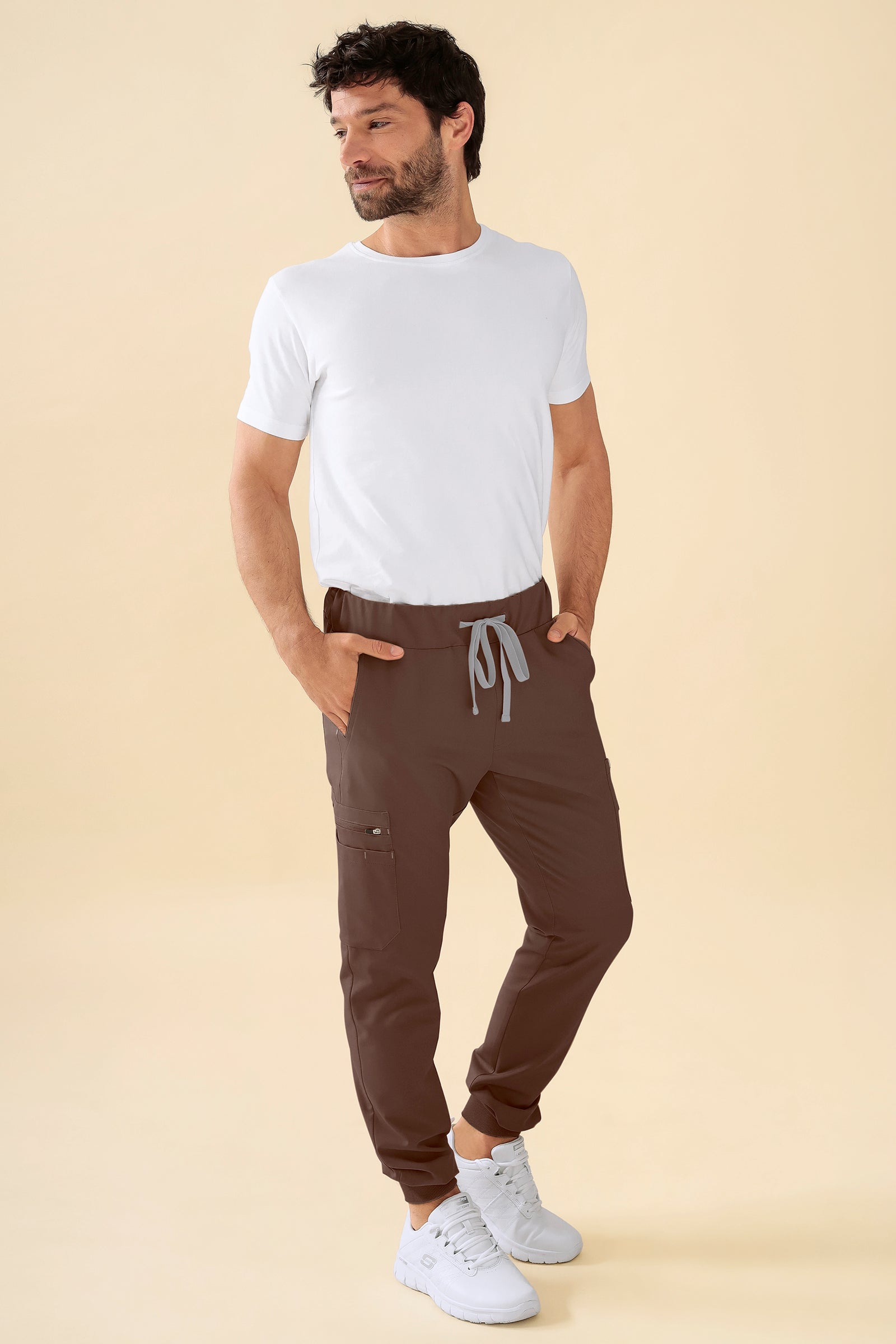 KAERE Hose Herren - Saumbündchen Kurzgr. mit Beintaschen coffee, Vue de face