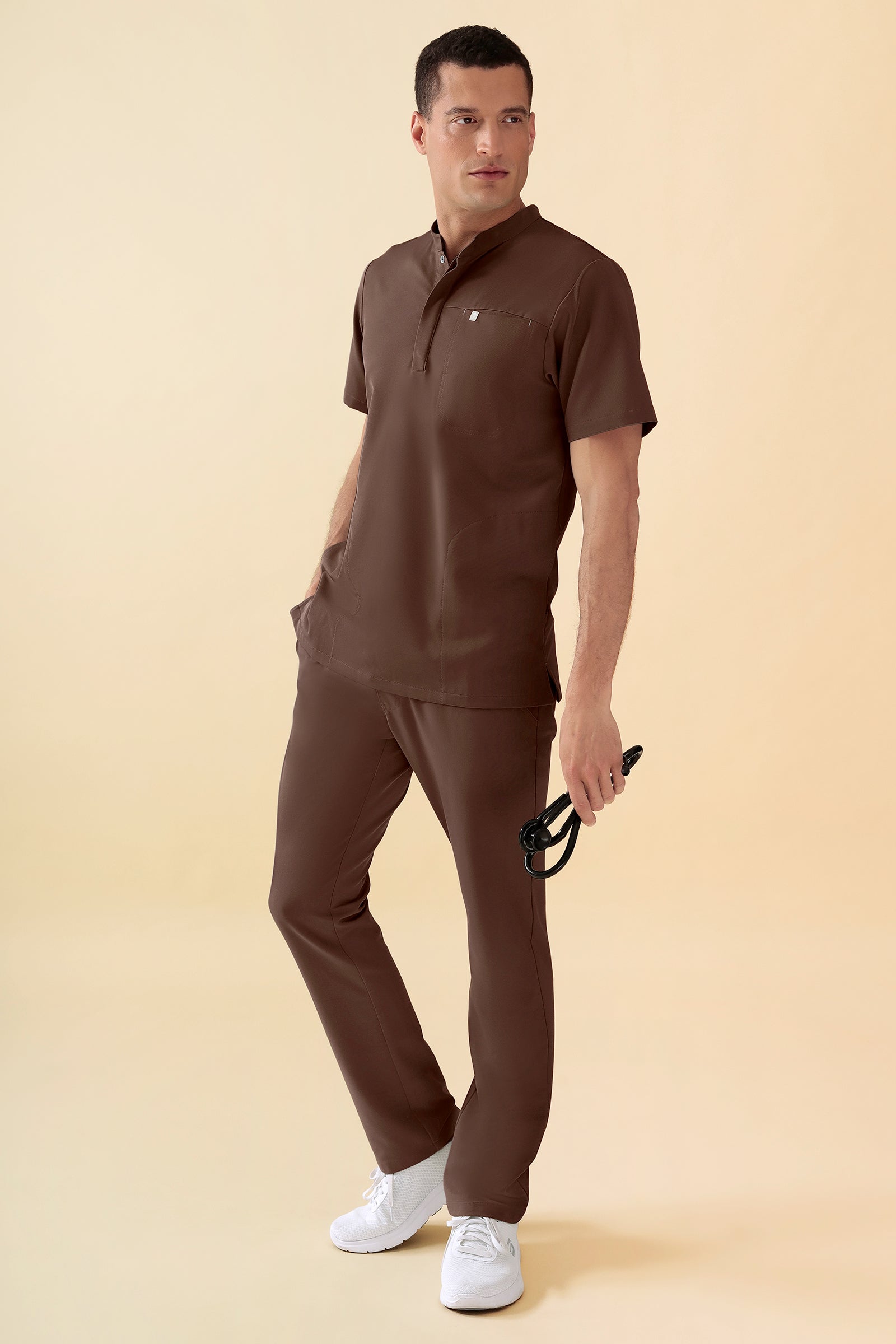 KAERE Hose Herren - gerader Saum ohne Beintaschen coffee