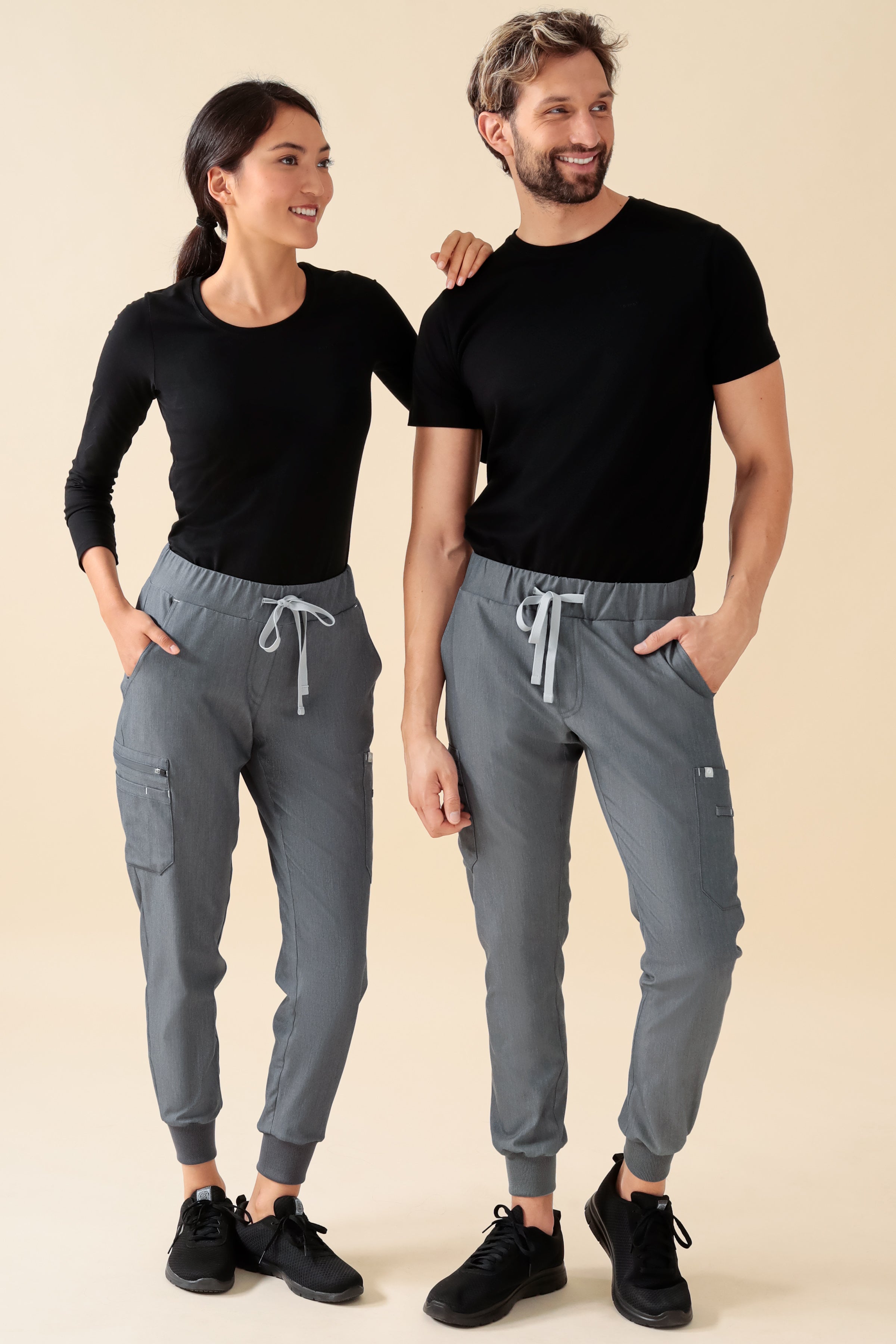 KAERE Hose Herren - Saumbündchen mit Beintaschen grau melange