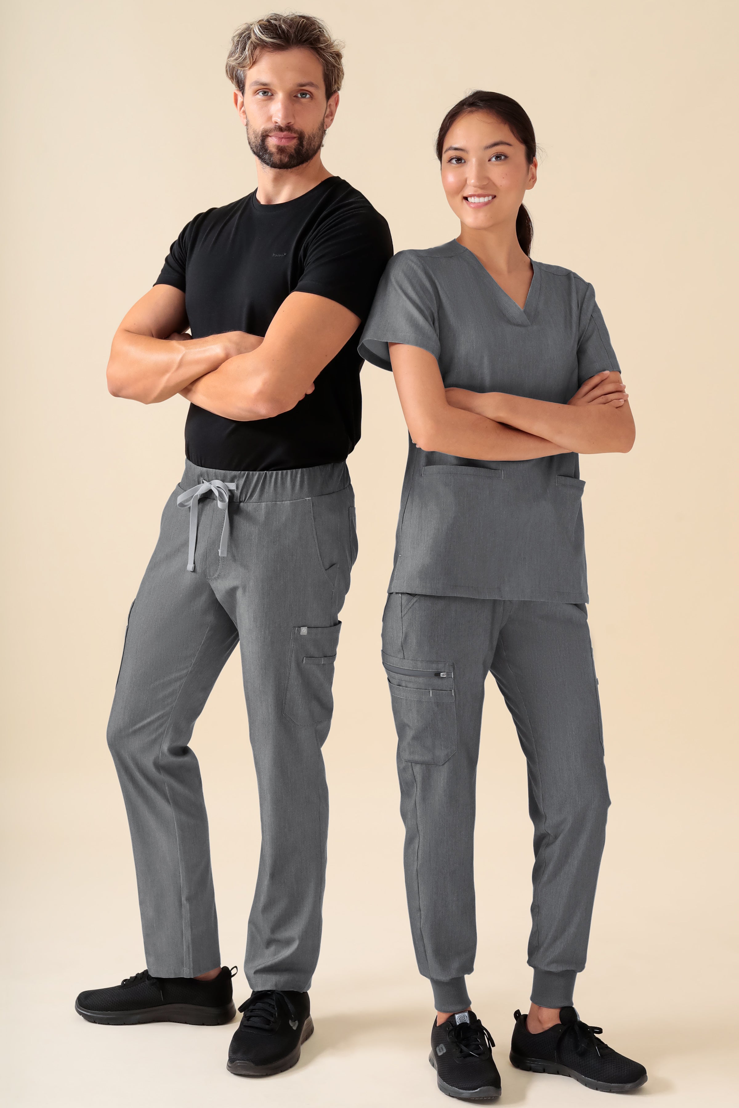 KAERE Hose Herren - gerader Saum mit Beintaschen grau melange, Vue de face