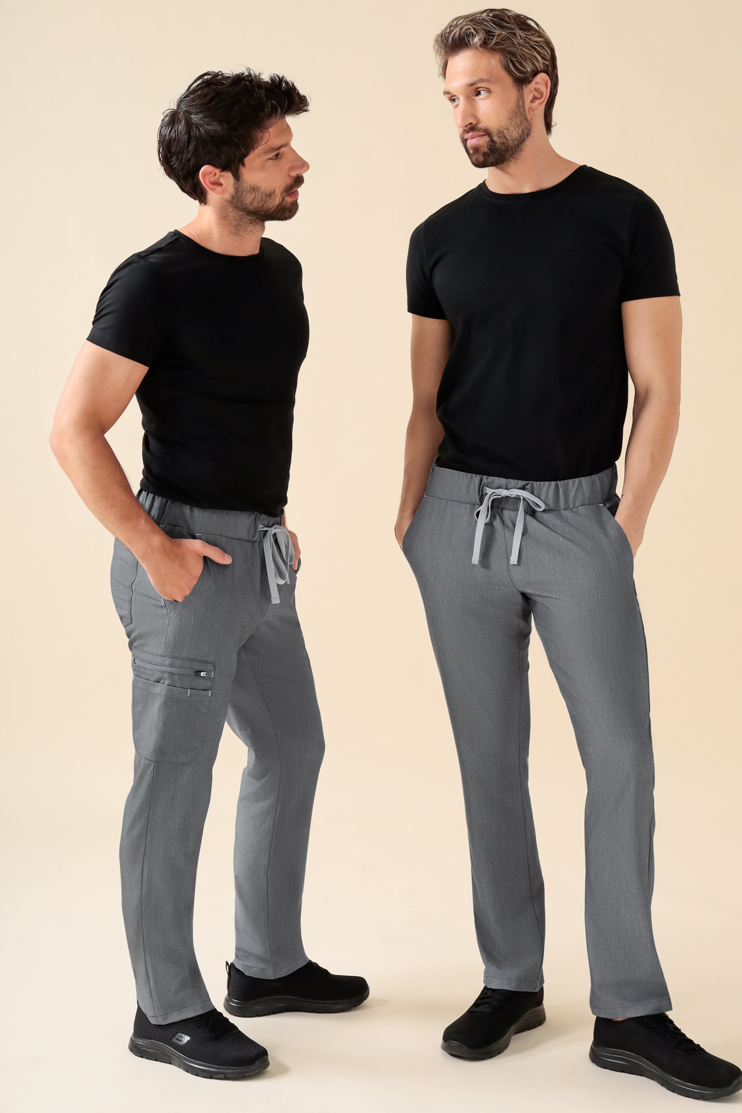KAERE Hose Herren - gerader Saum ohne Beintaschen grau melange, Vue de face