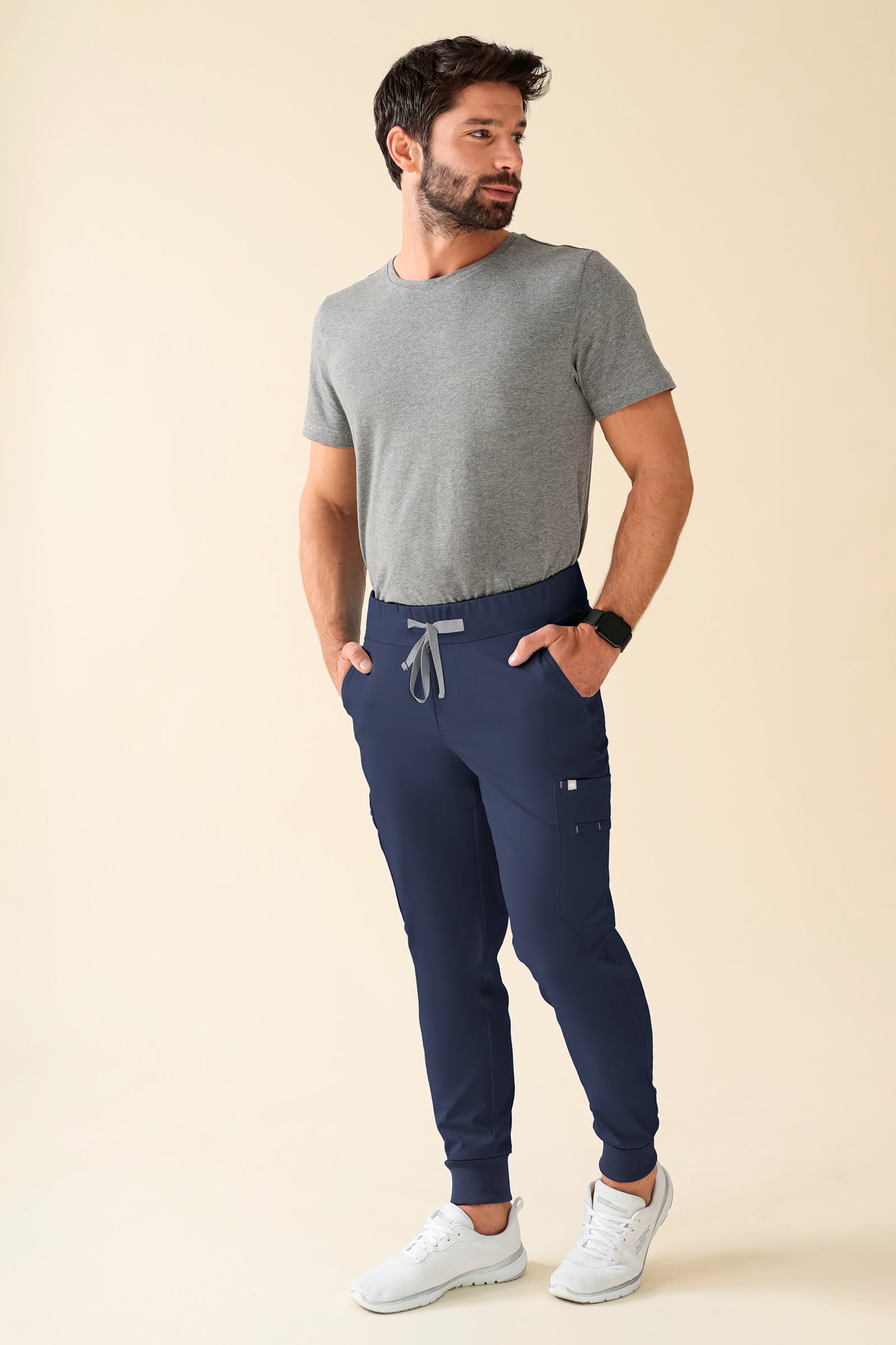 KAERE Hose Herren - Saumbündchen Kurzgr. mit Beintaschen navy