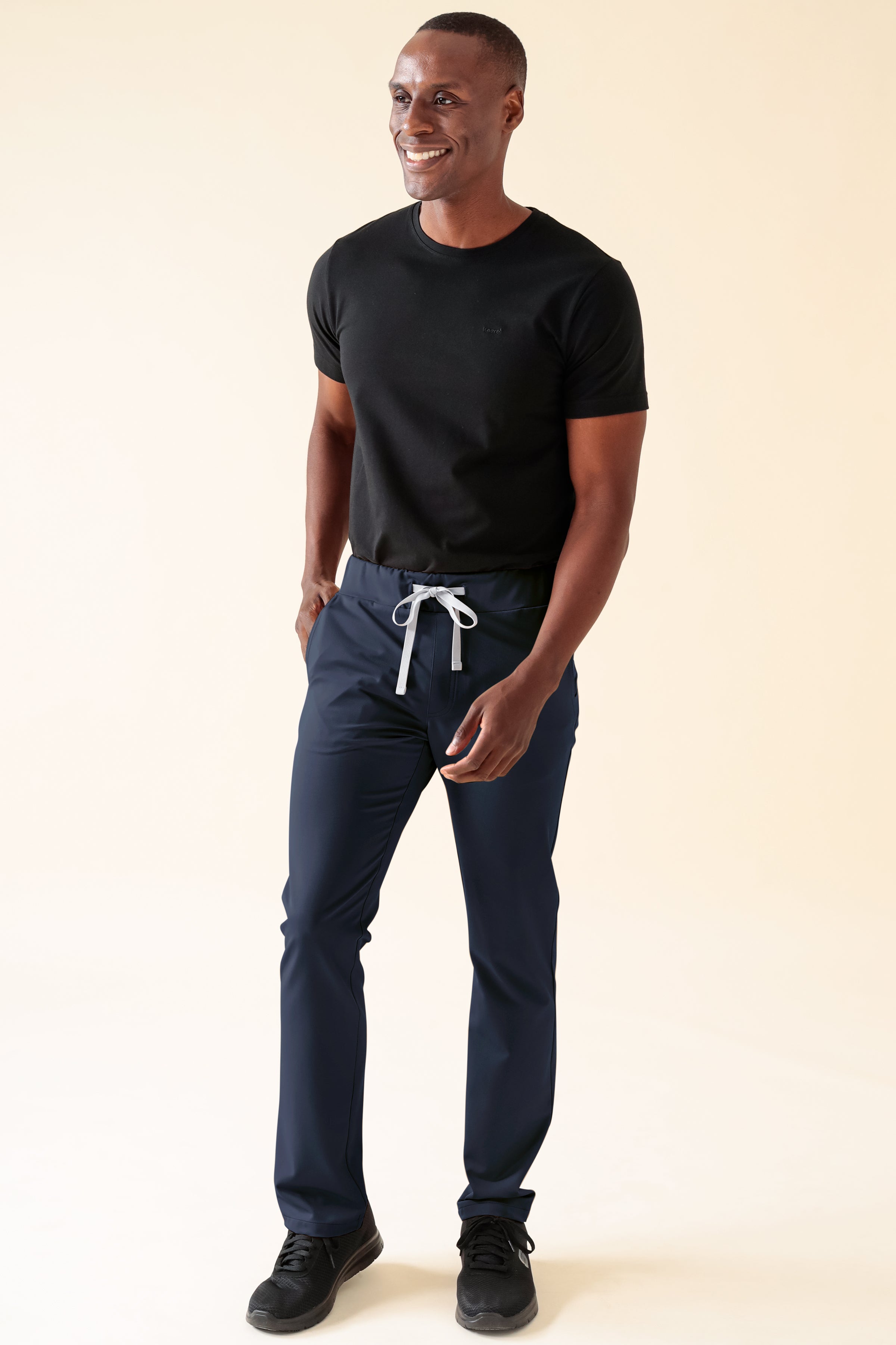 KAERE Hose Herren - gerader Saum ohne Beintaschen navy