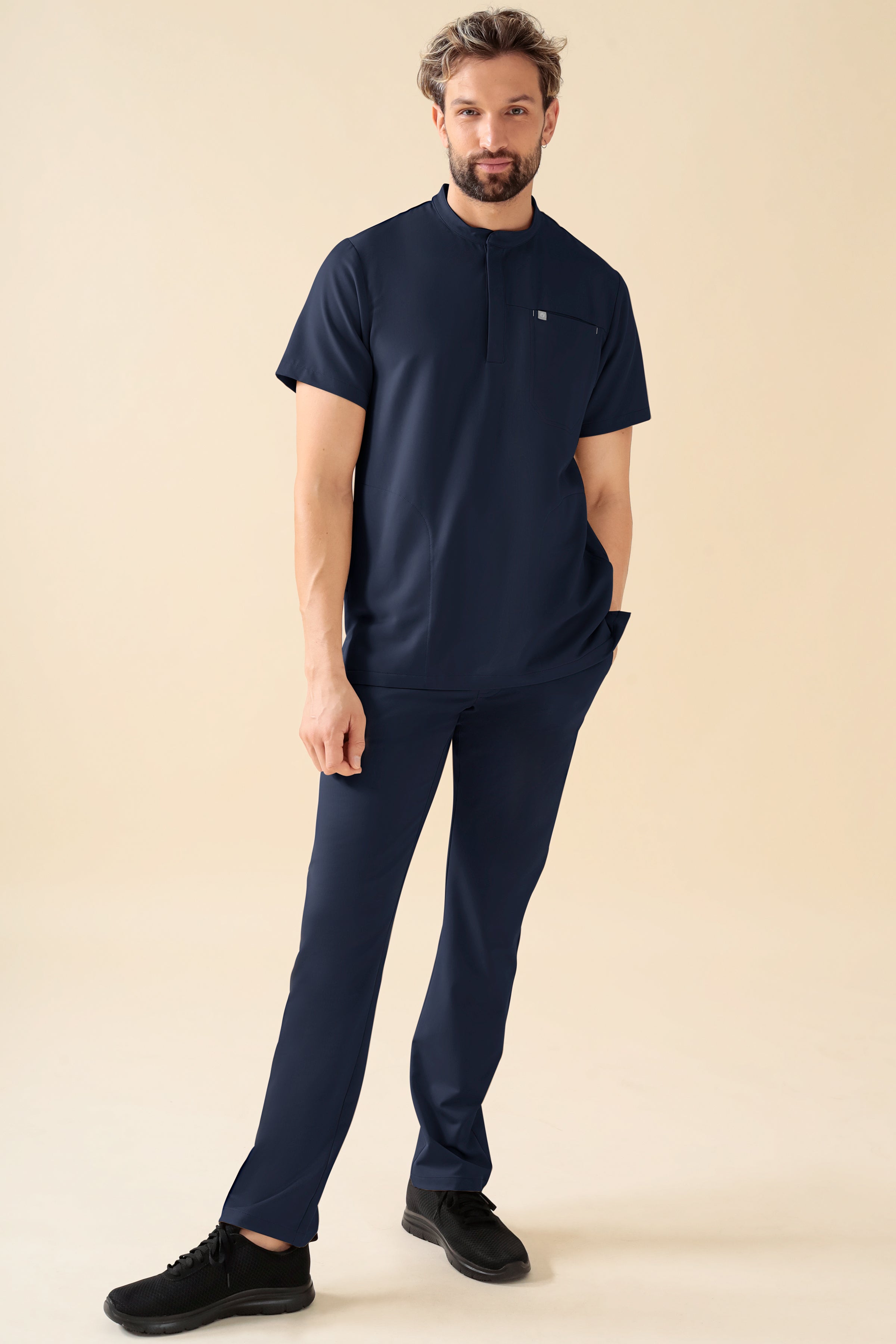 KAERE Hose Herren - gerader Saum ohne Beintaschen navy