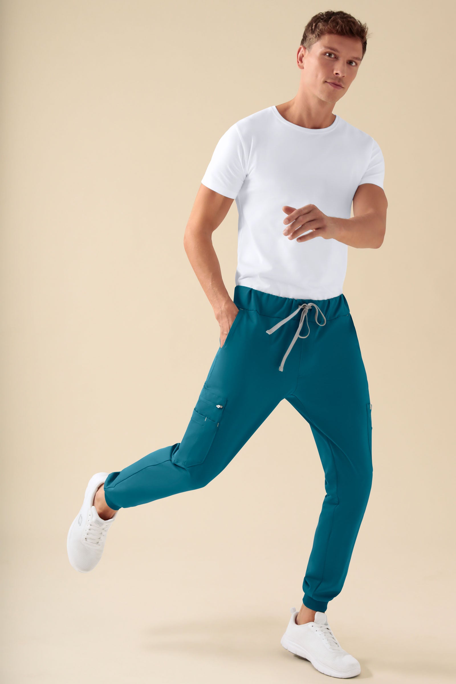 KAERE Hose Herren - Saumbündchen mit Beintaschen petrol, Vue de face