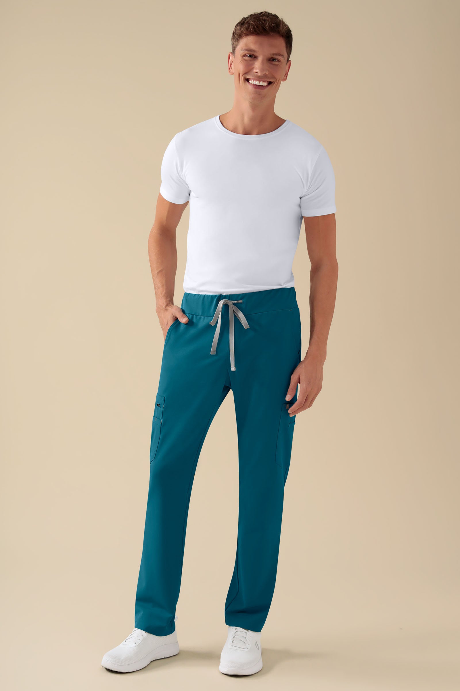 KAERE Hose Herren - gerader Saum mit Beintaschen petrol