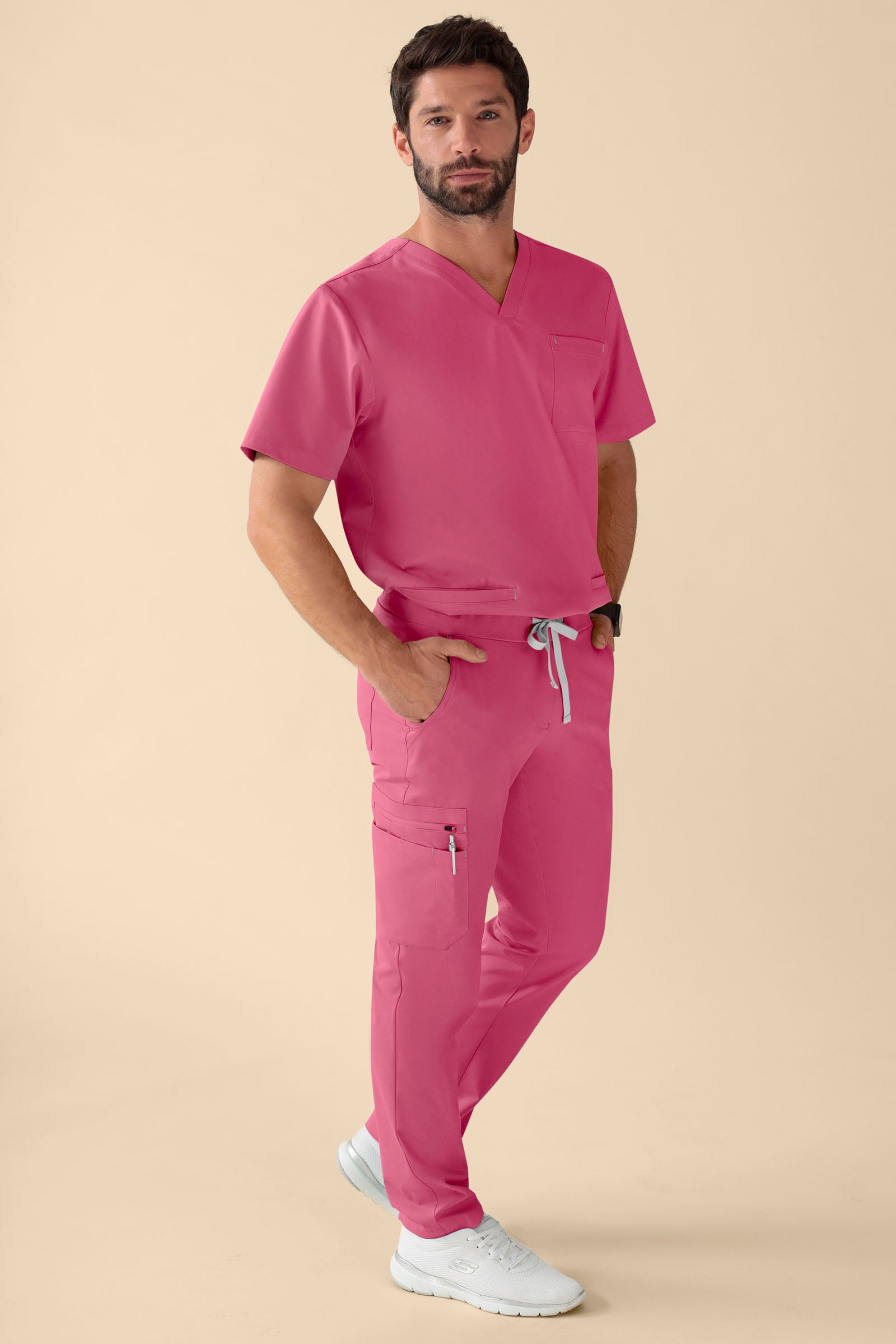 KAERE Hose Herren - gerader Saum Kurzgr. mit Beintaschen rosenholz, Vorderansicht