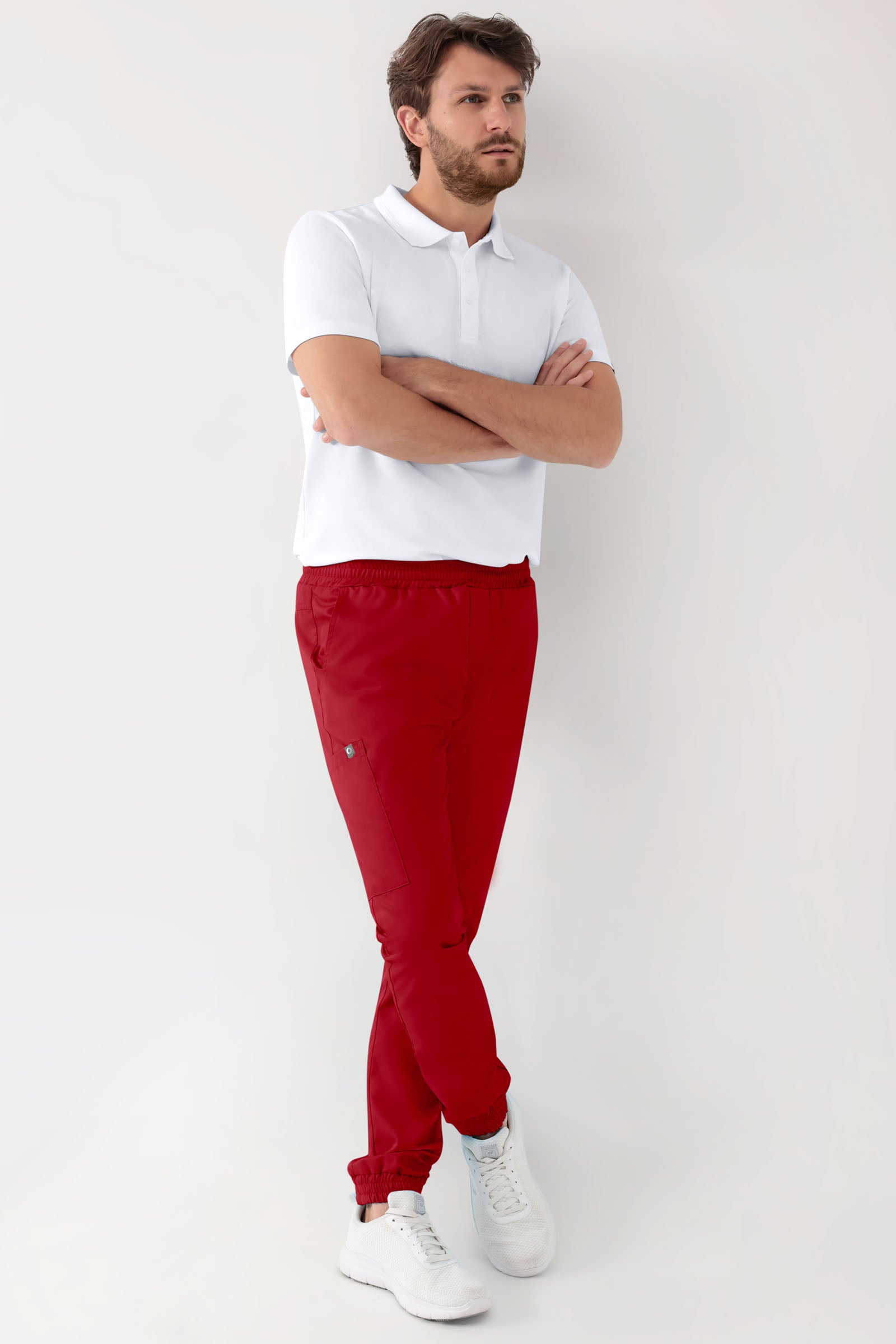 GREEN Stretch Hose Herren - Jogpants Style rot, Vue de face