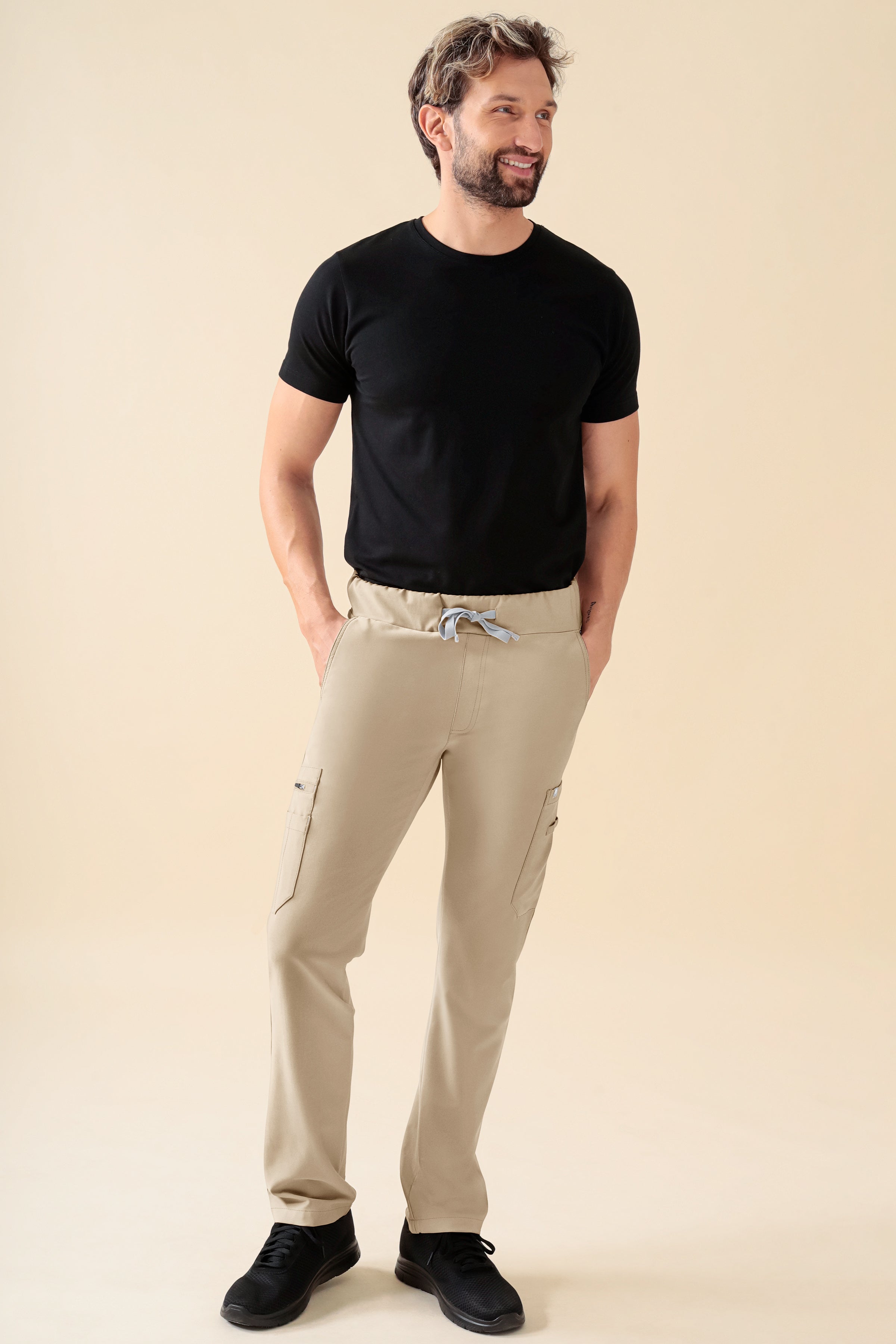 KAERE Hose Herren - gerader Saum mit Beintaschen sand