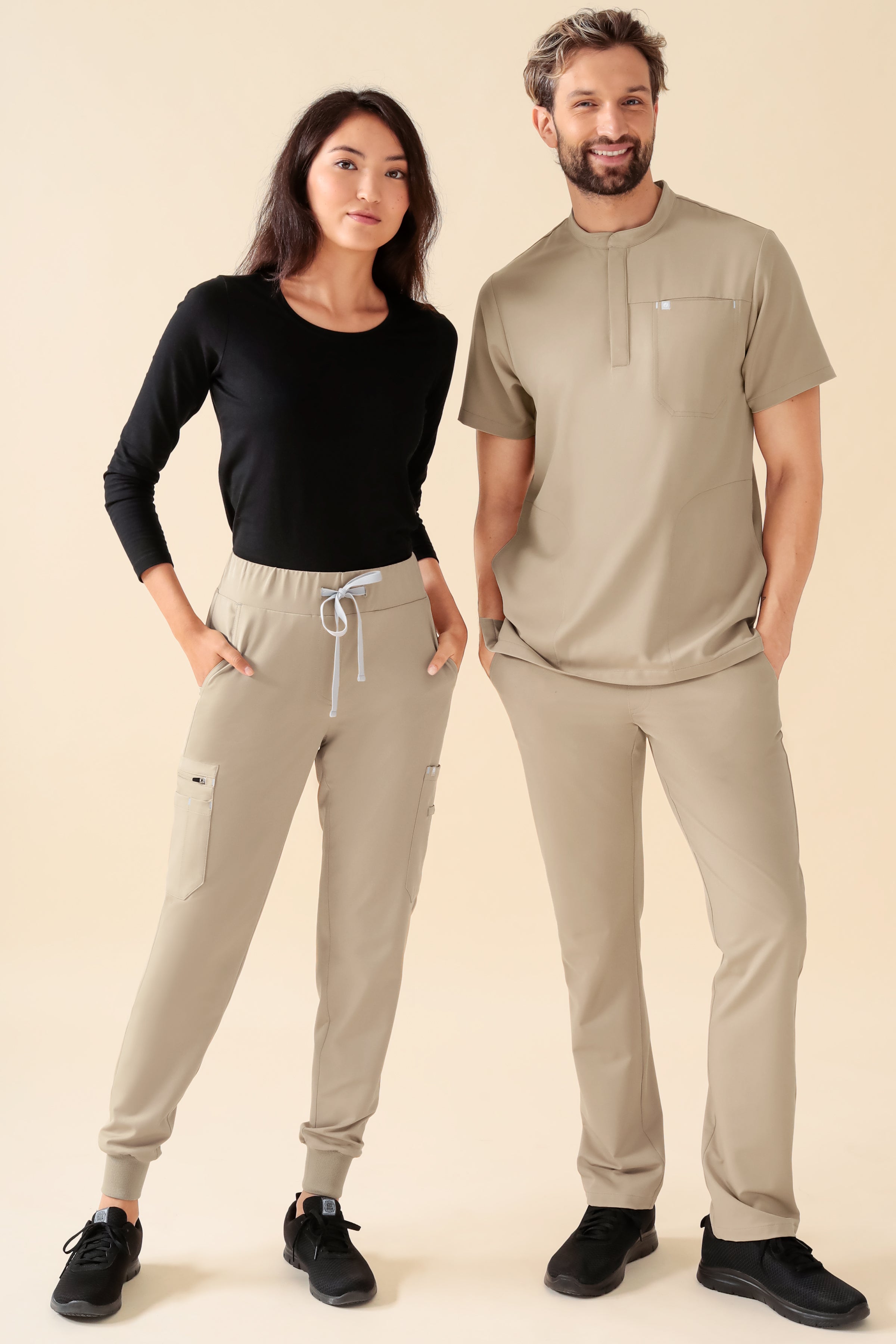 KAERE Hose Herren - gerader Saum ohne Beintaschen sand