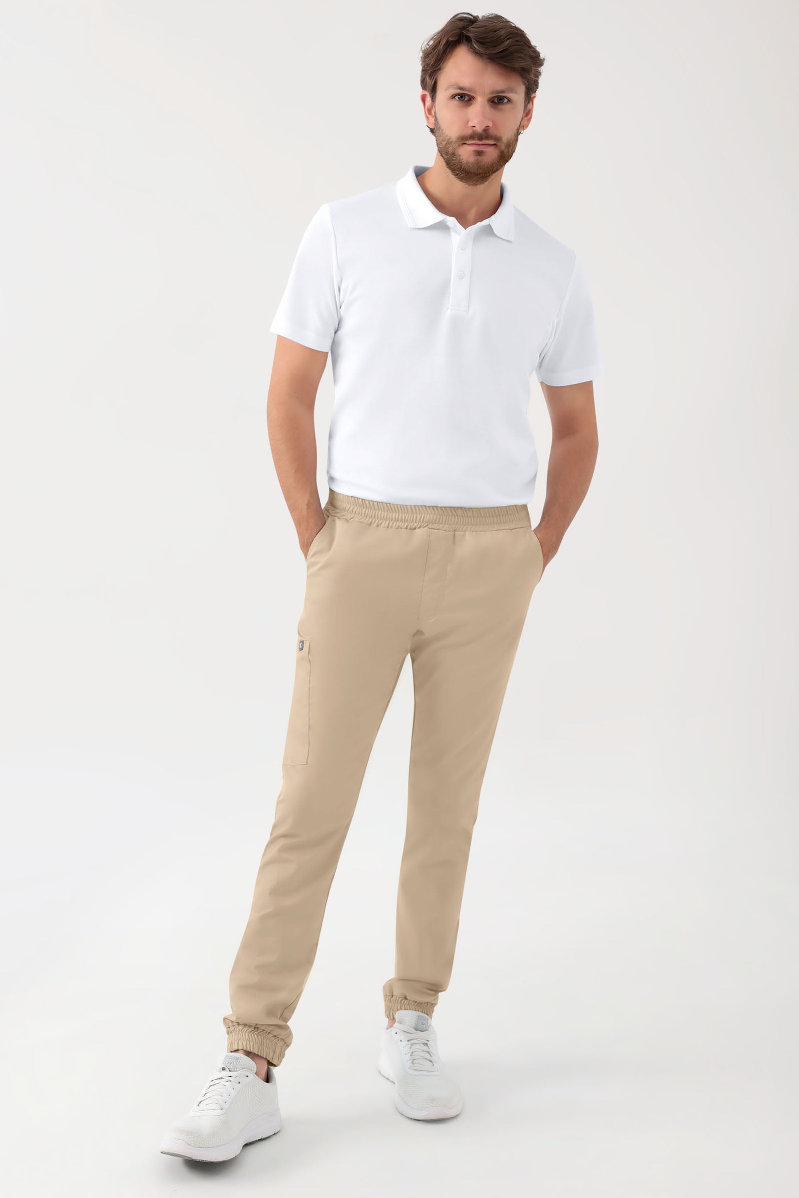 GREEN Stretch Hose Herren - Jogpants Style sand, Vorderansicht