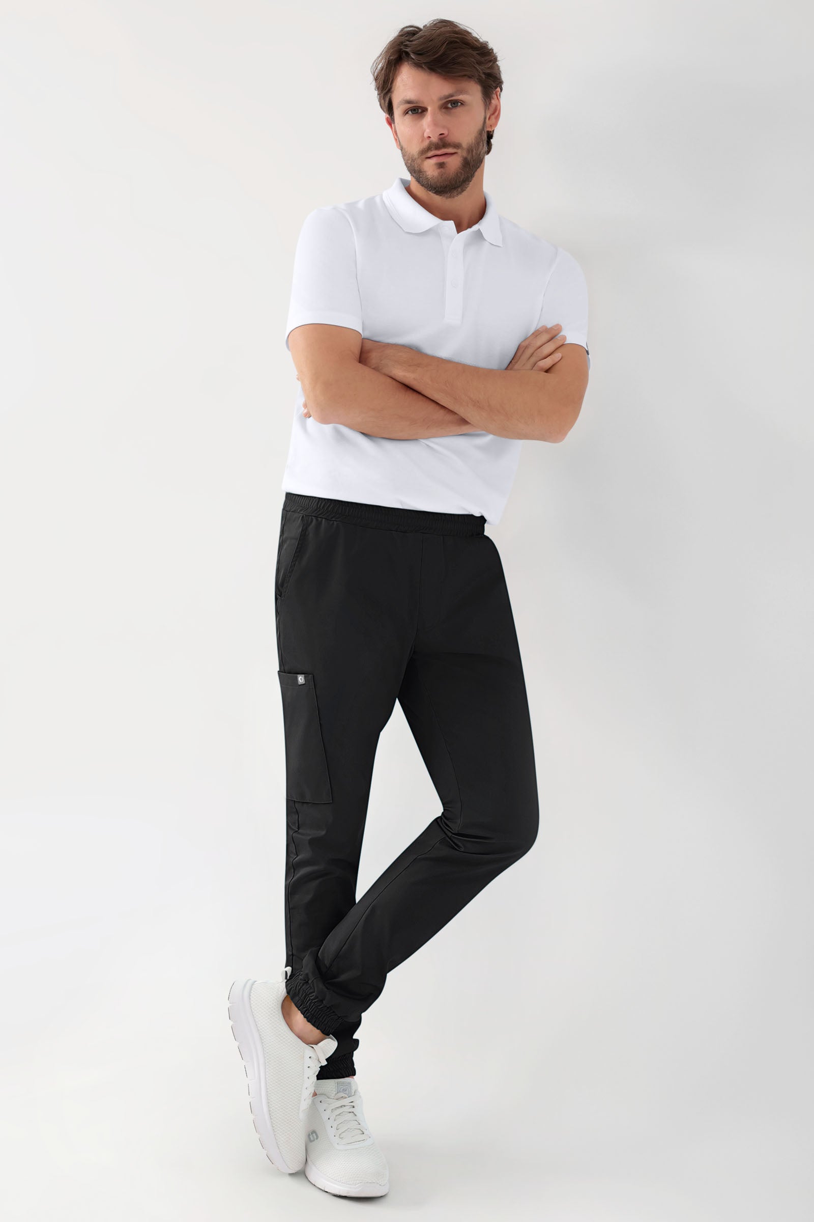 GREEN Stretch Hose Herren - Jogpants Style schwarz, Vue de face