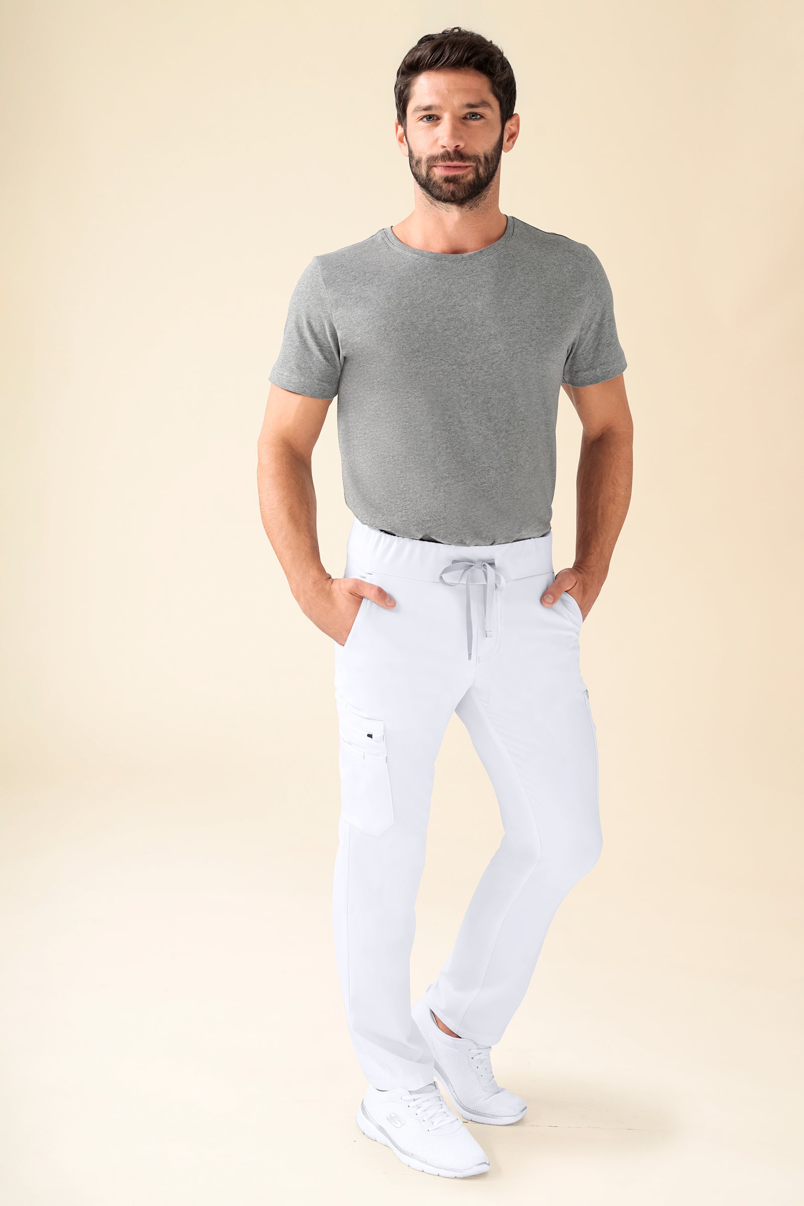 KAERE Hose Herren - gerader Saum Kurzgr. mit Beintaschen weiss