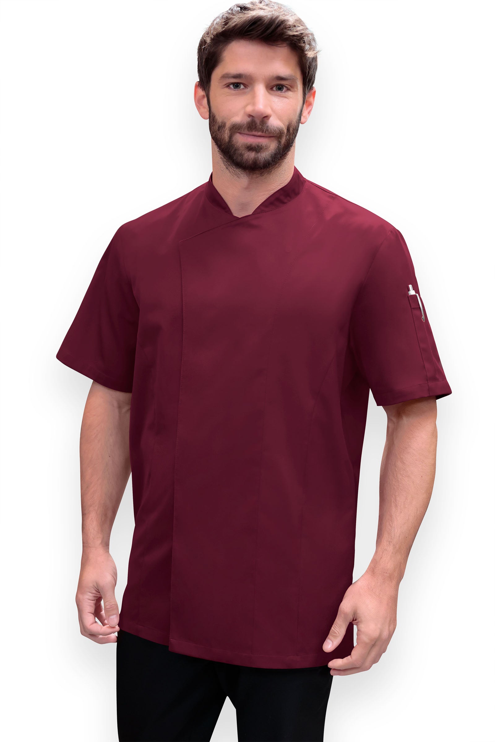 Gastro Kochjacke Herren - 1/2 Arm bordeaux