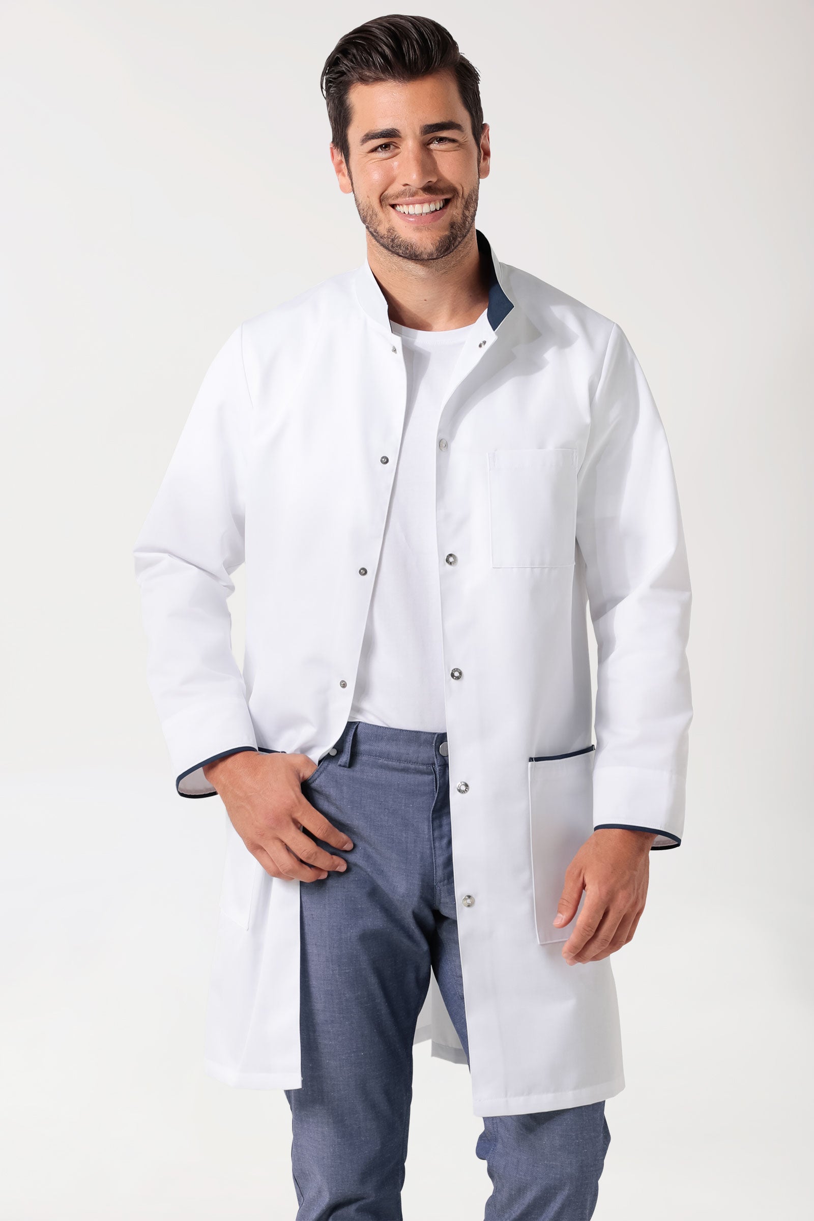 Kurzmantel Herren - Stehkragen weiss/navy