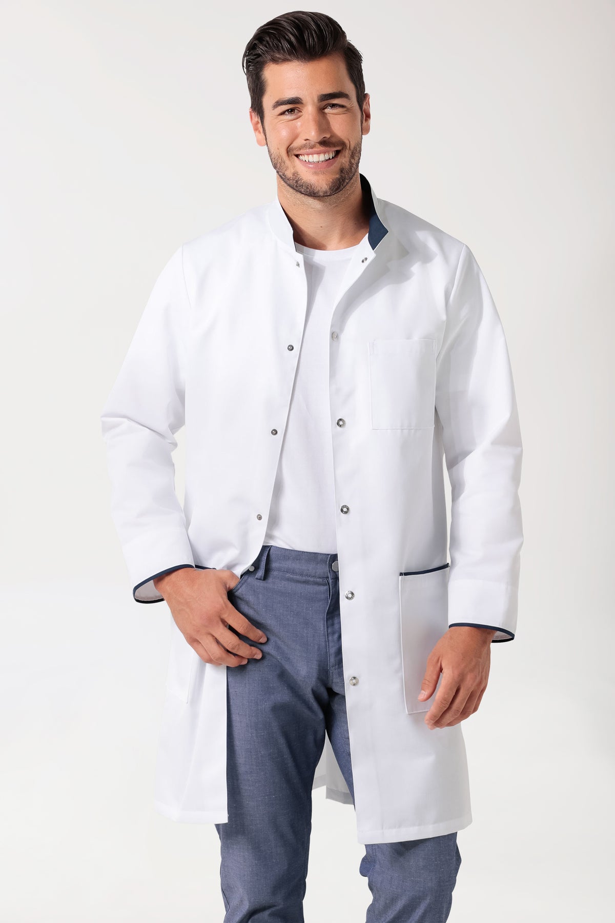 Kurzmantel Herren - Stehkragen weiss/navy
