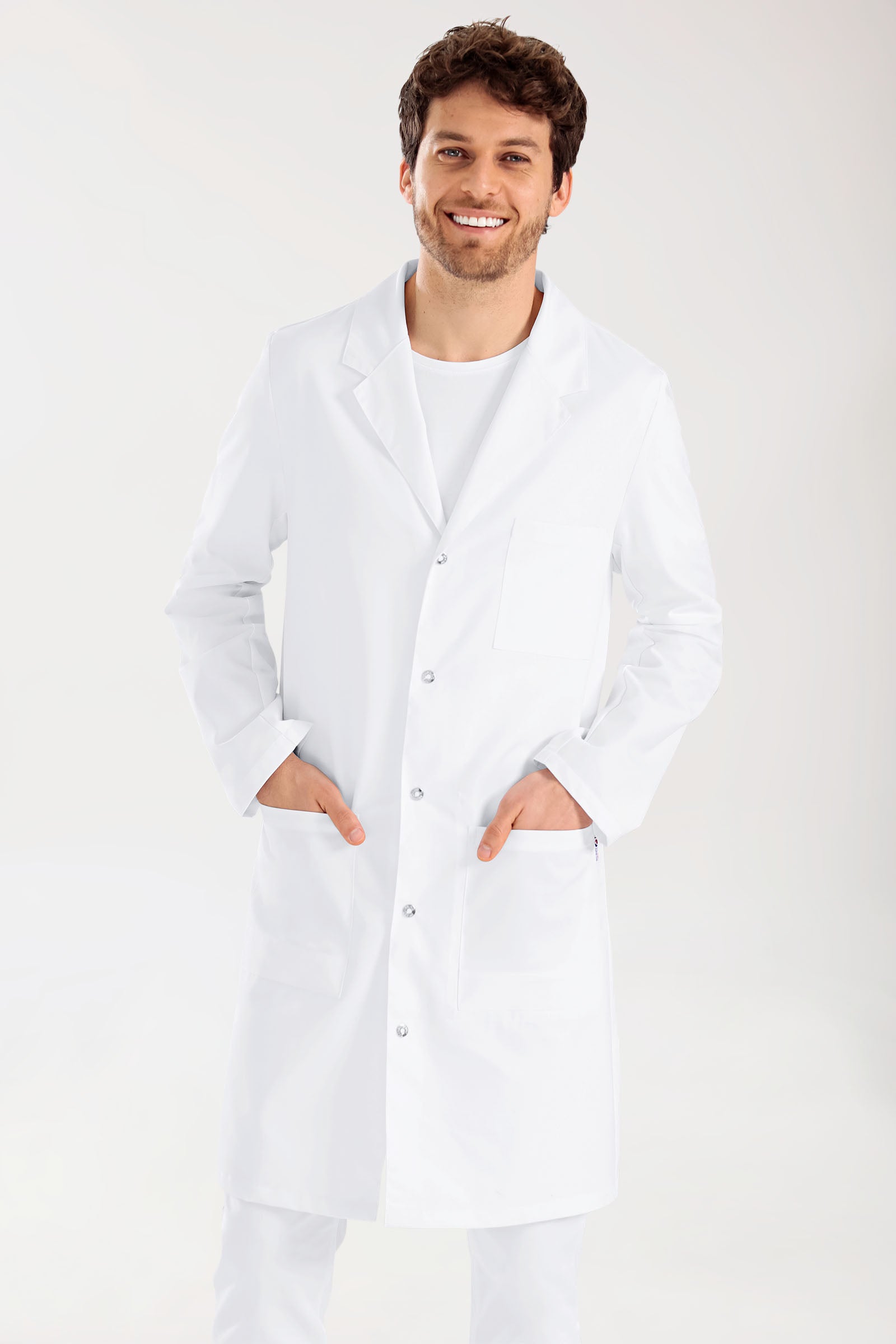 Mantel Herren - Reverskragen - Druckknopfleiste weiss