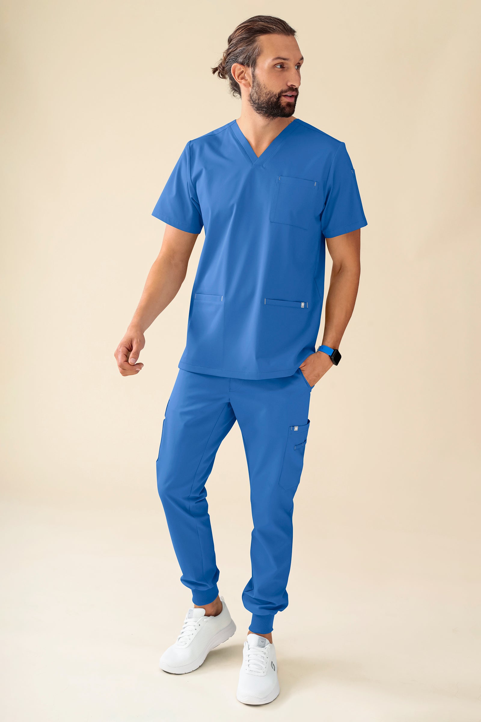 KAERE Schlupfkasack Herren - V-Ausschnitt blau, Vue de face