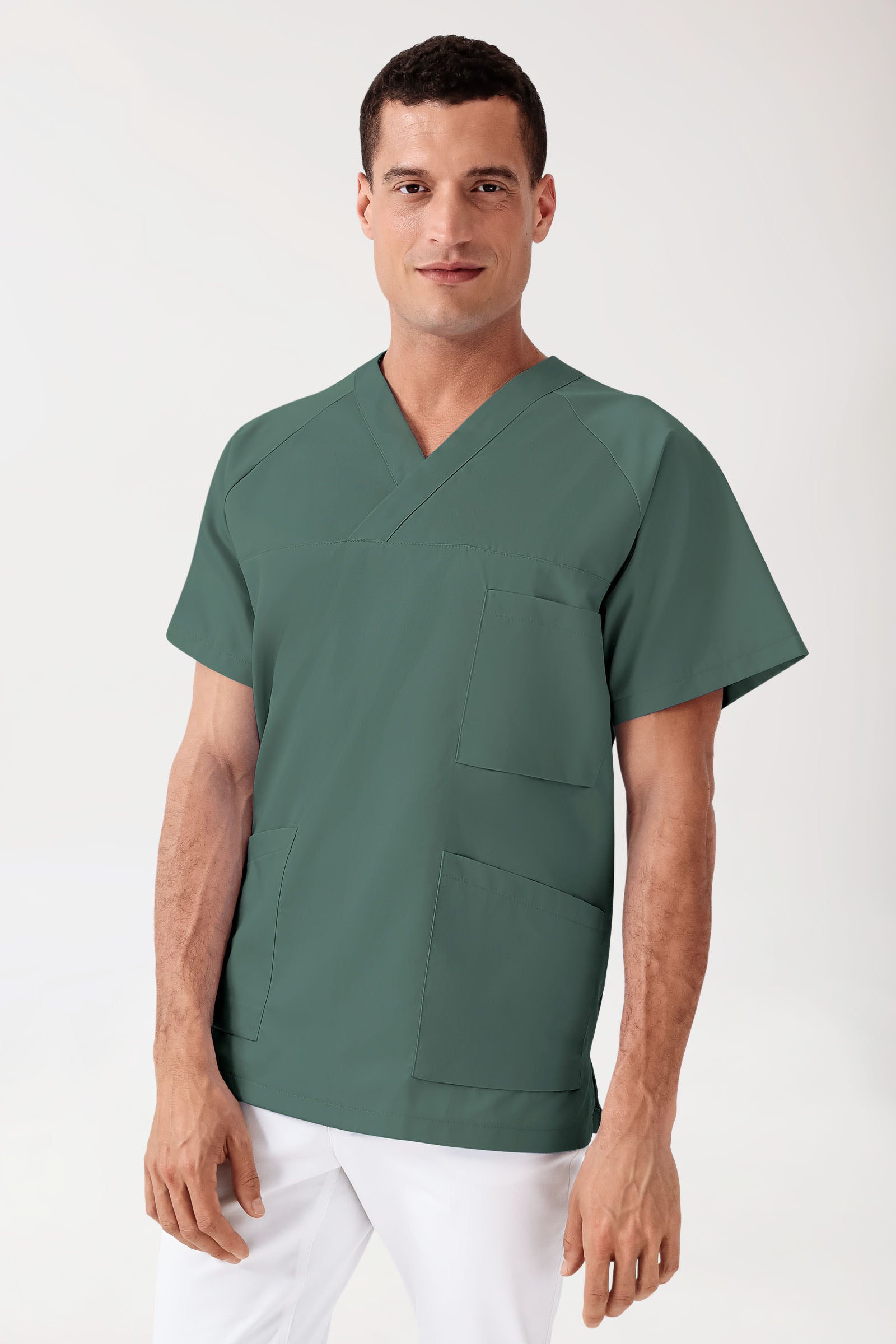 CORE Schlupfkasack Herren - V-Ausschnitt dunkelgrün, Vorderansicht