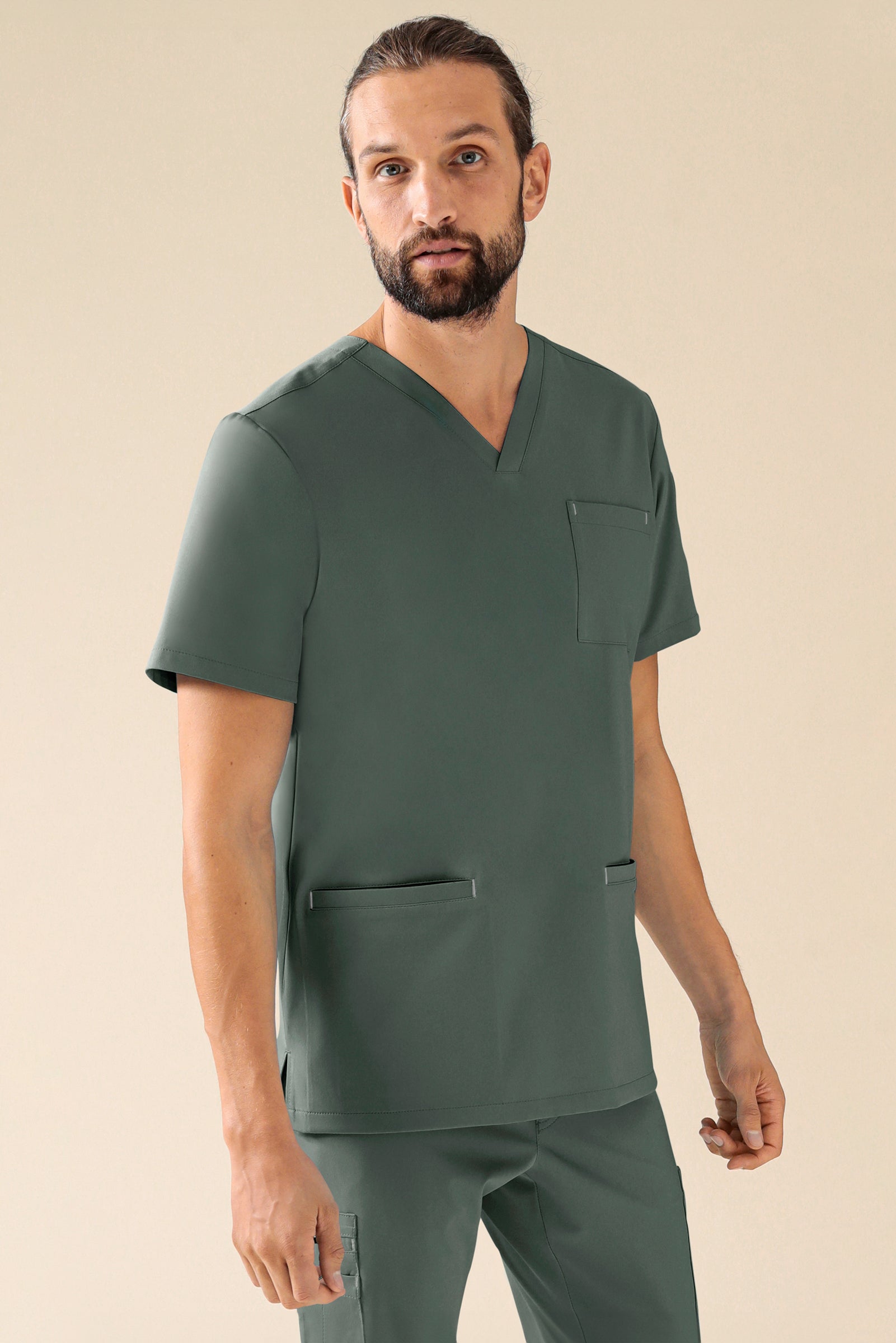 KAERE Schlupfkasack Herren - V-Ausschnitt dunkelgrün, Vue de face