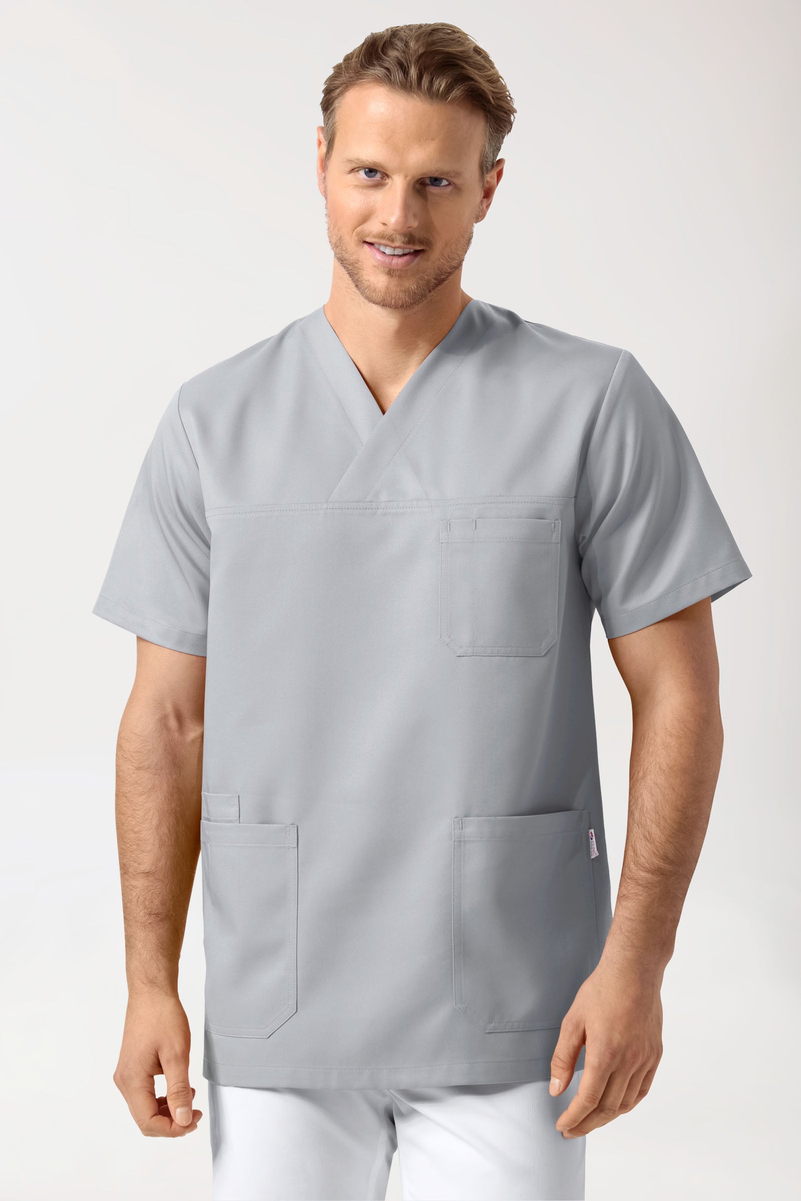 GREEN Schlupfkasack Herren - V-Ausschnitt perlgrau