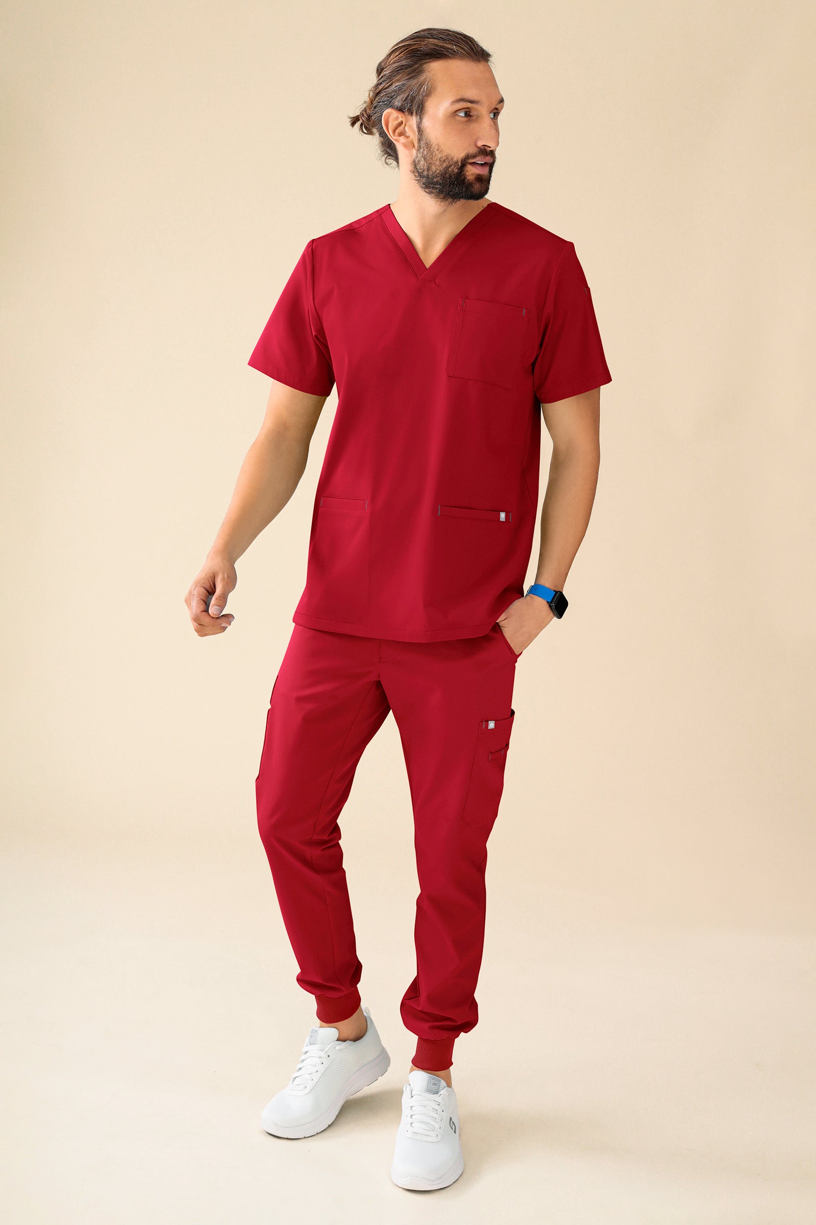 KAERE Schlupfkasack Herren - V-Ausschnitt rot