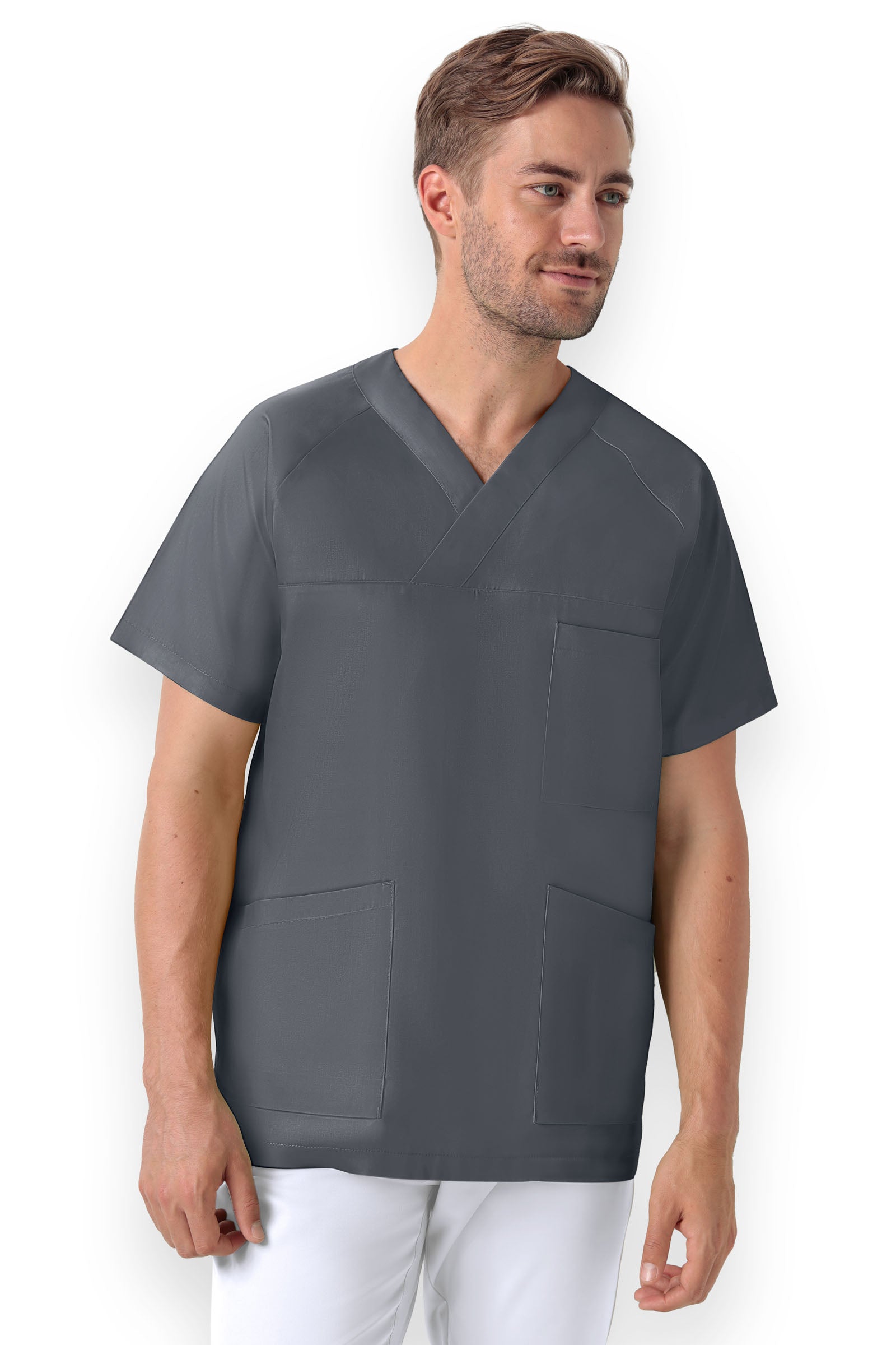 DER Kasack-Kasack V-Ausschnitt Unisex steingrau