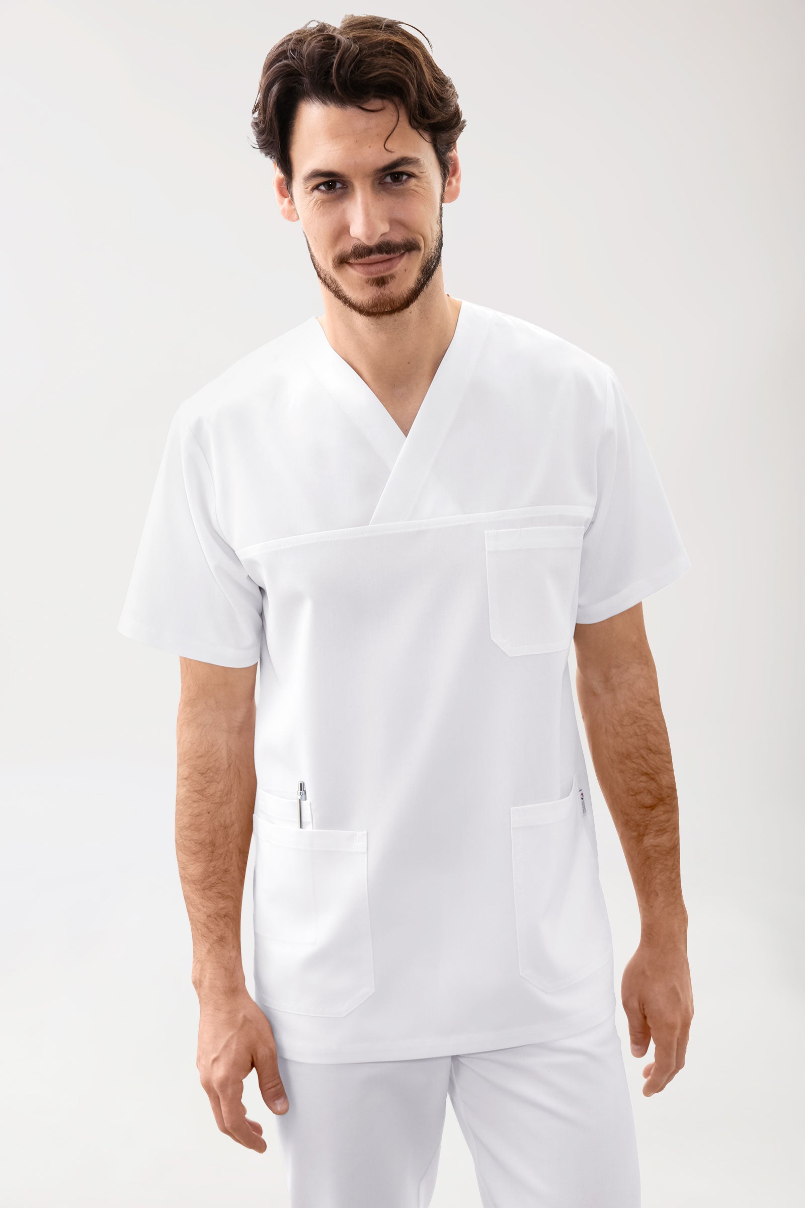 GREEN Schlupfkasack Herren - V-Ausschnitt weiss