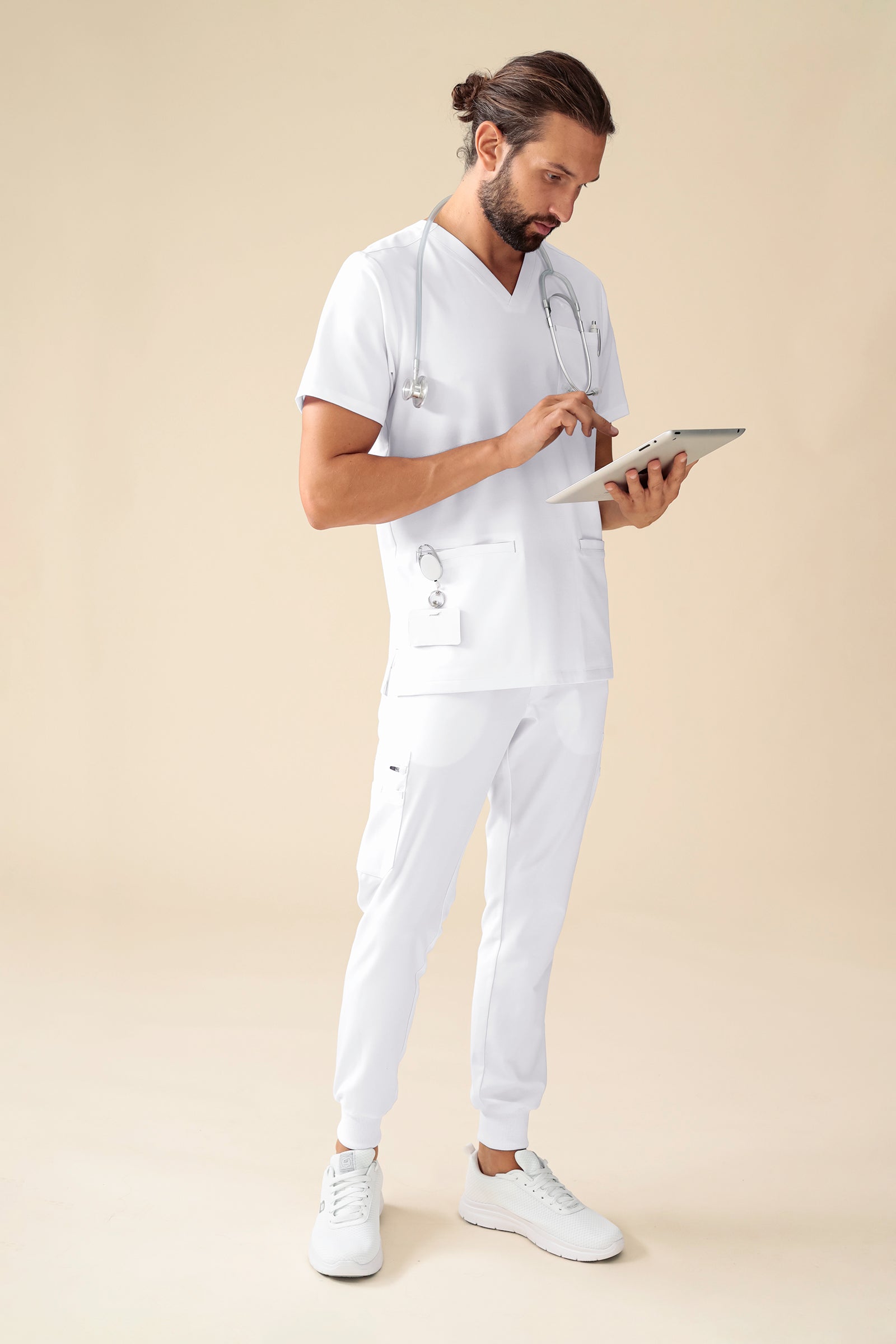 KAERE Schlupfkasack Herren - V-Ausschnitt weiss