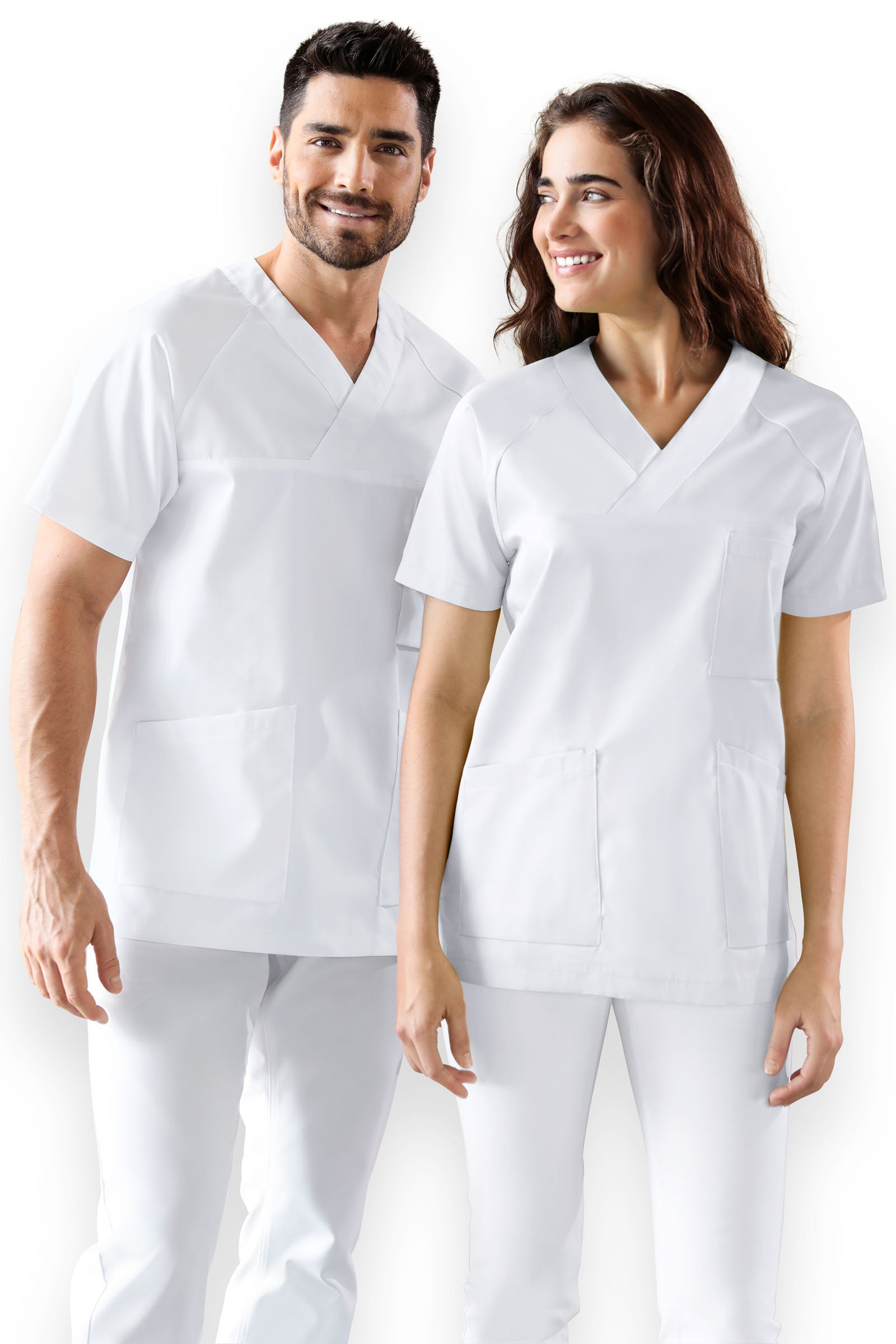 DER Kasack-Kasack V-Ausschnitt Unisex weiss