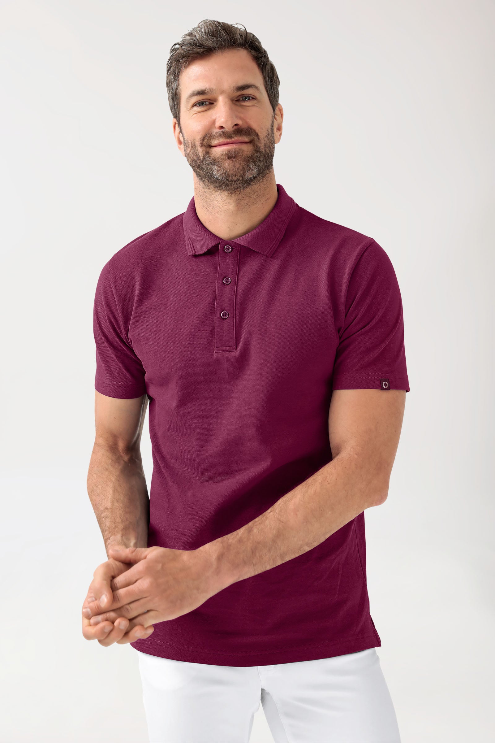 COMFY FLEX Stretch Shirt Herren - Polokragen berry, Vorderansicht