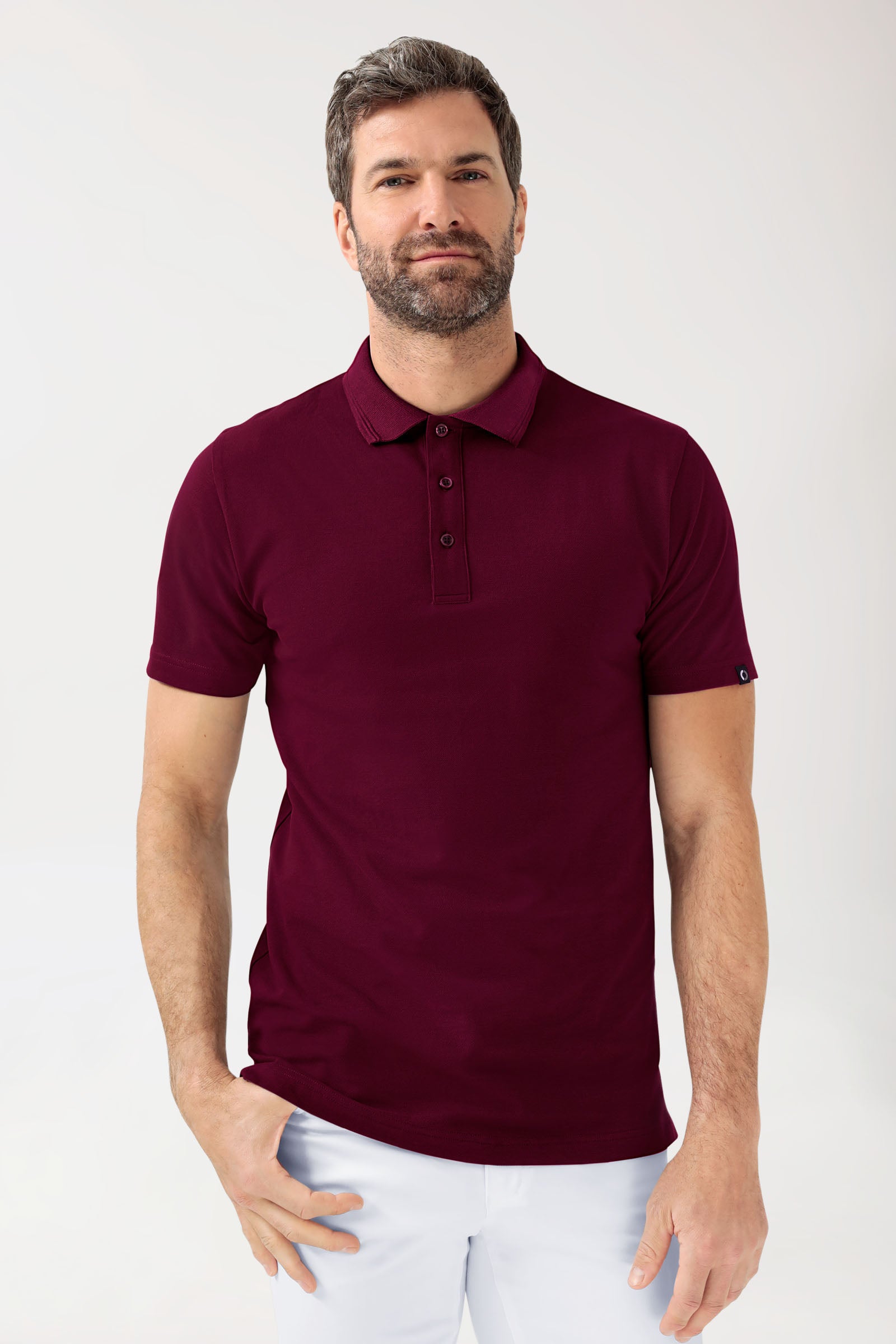 COMFY FLEX Stretch Shirt Herren - Polokragen bordeaux