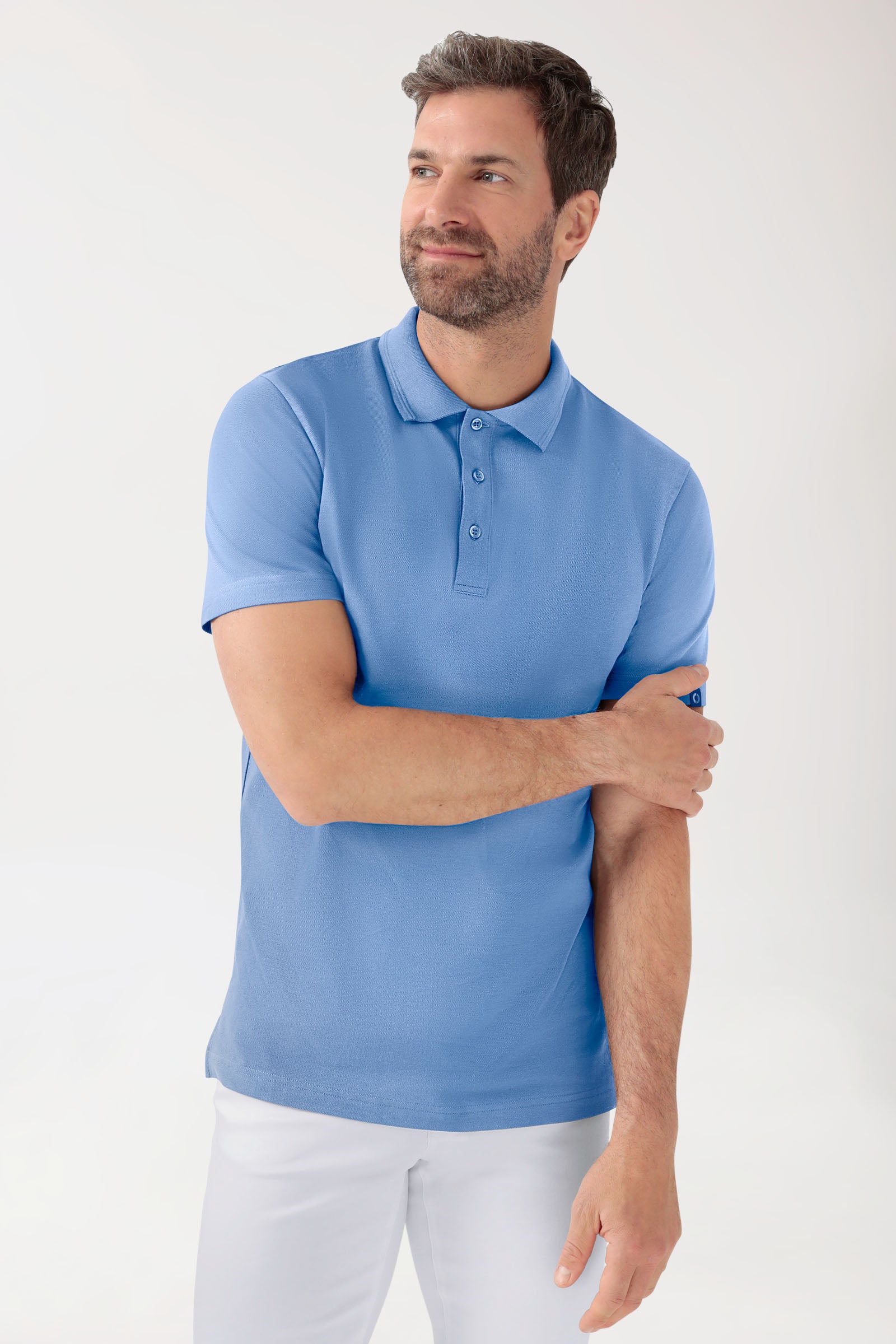 COMFY FLEX Stretch Shirt Herren - Polokragen himmelblau, Vue de face